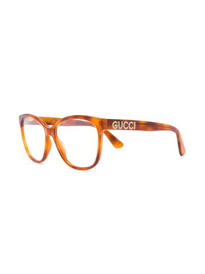 GUCCI crystal-embellished square-frame glasses outlook