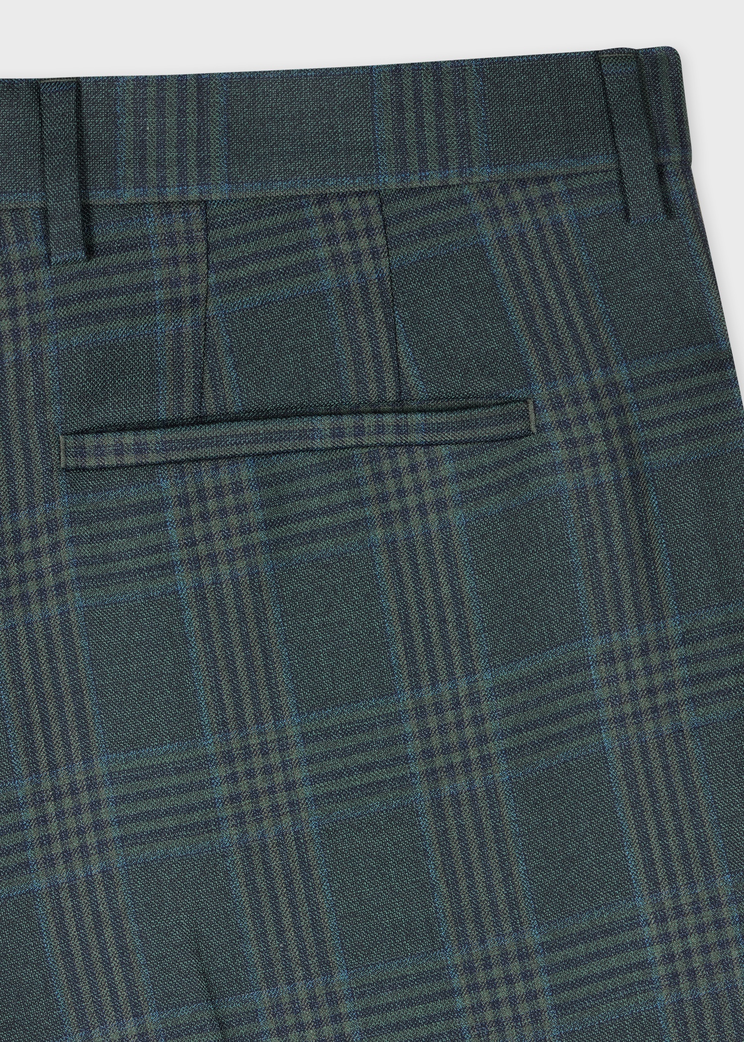 Tapered-Fit Teal Green Check Wool Trousers - 2