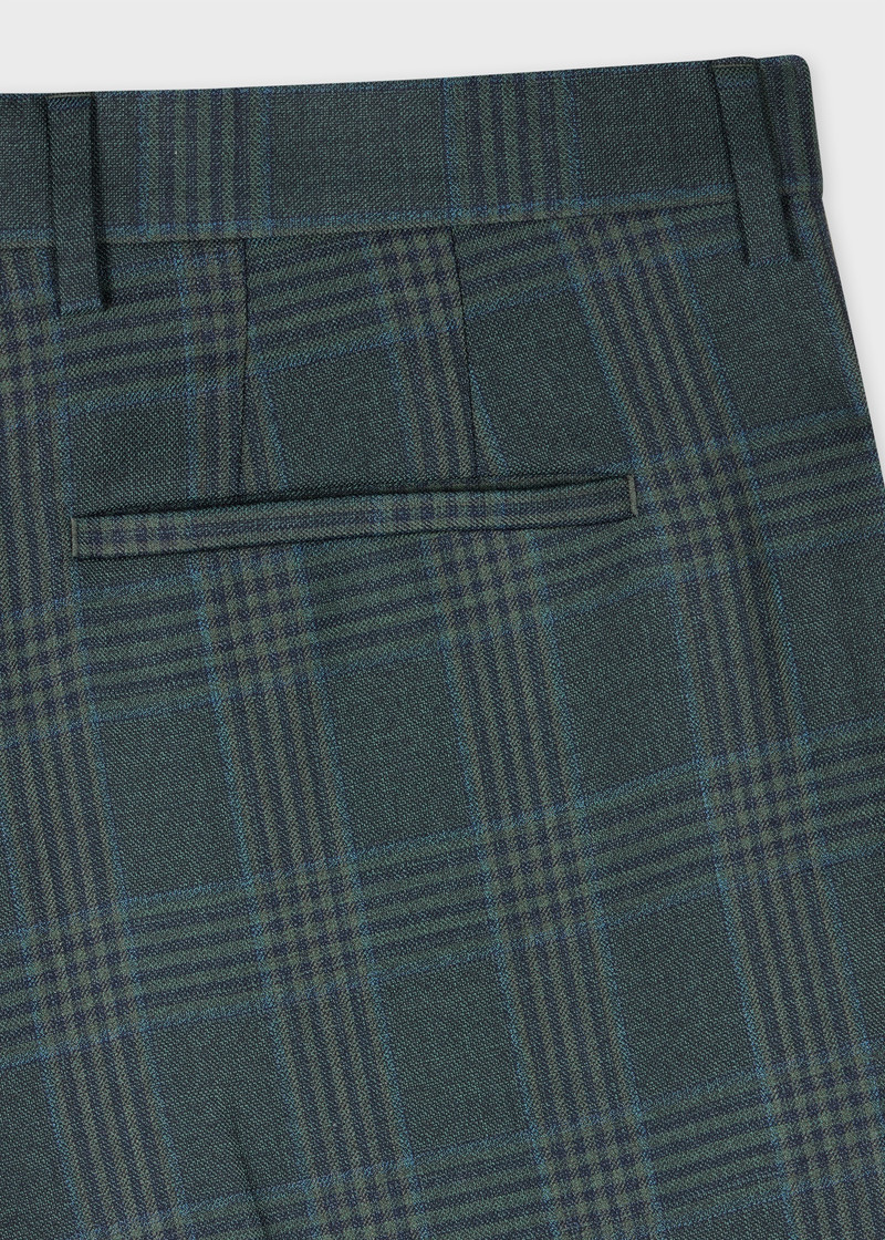 Paul Smith Tapered-Fit Teal Green Check Wool Trousers outlook