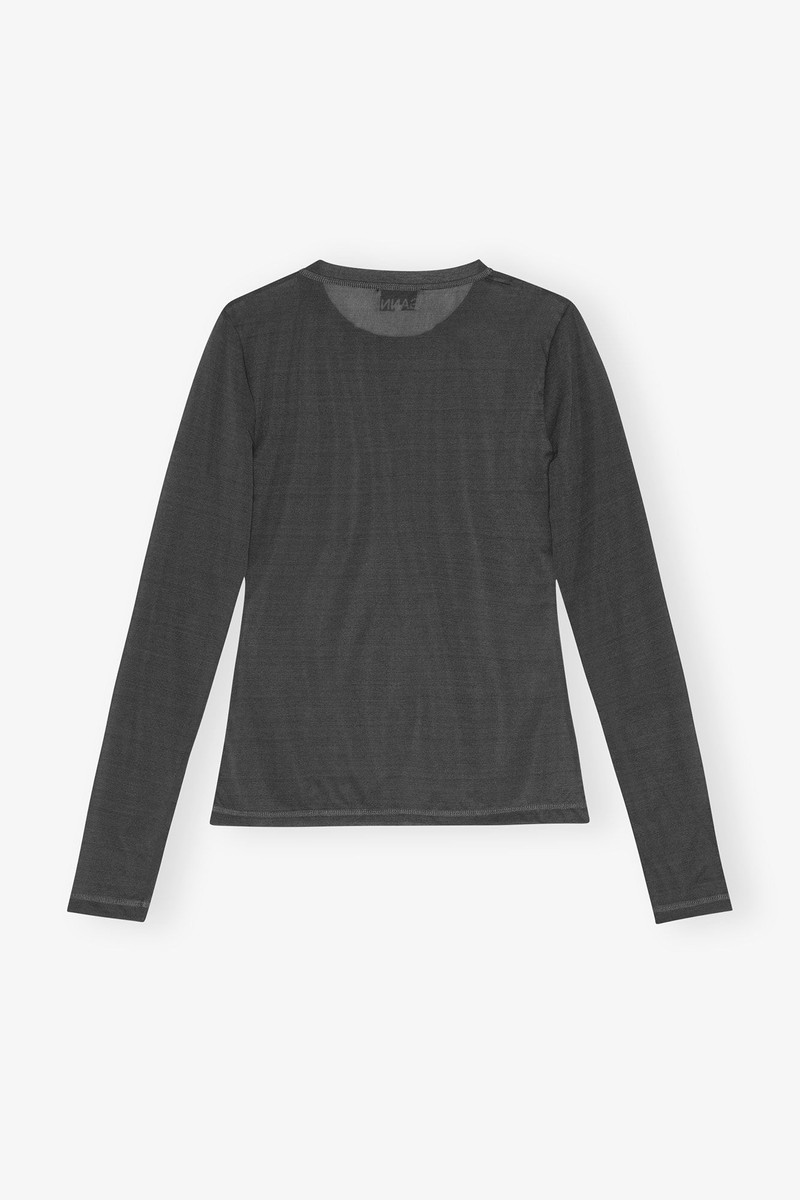 블랙 SHEER MESH JERSEY 롱 슬리브 탑 6