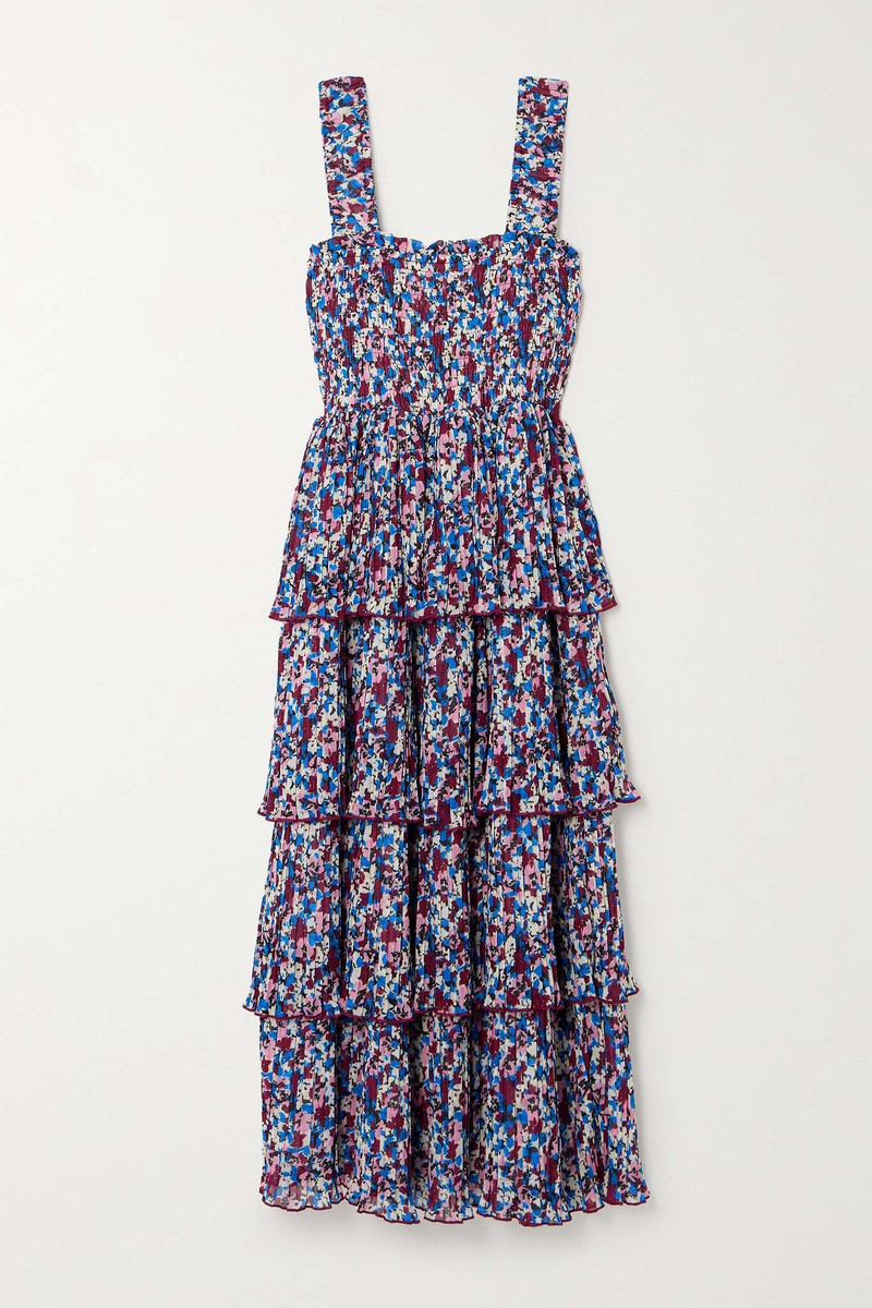 ganni floral georgette midi dress Ganni Dress Floral Long Sleeve Georgette Midi White Size 34/0