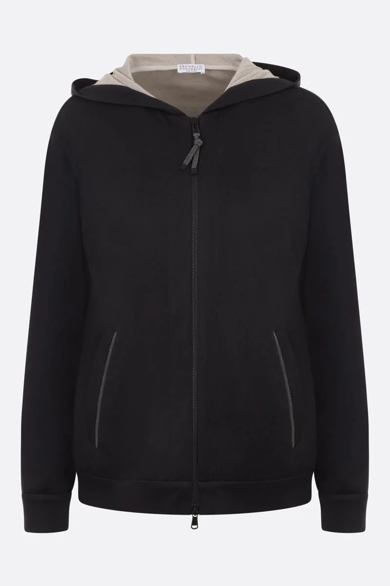 Brunello Cucinelli BRUNELLO CUCINELLI COTTON AND SILK BLEND ZIP-UP HOODIE - 1