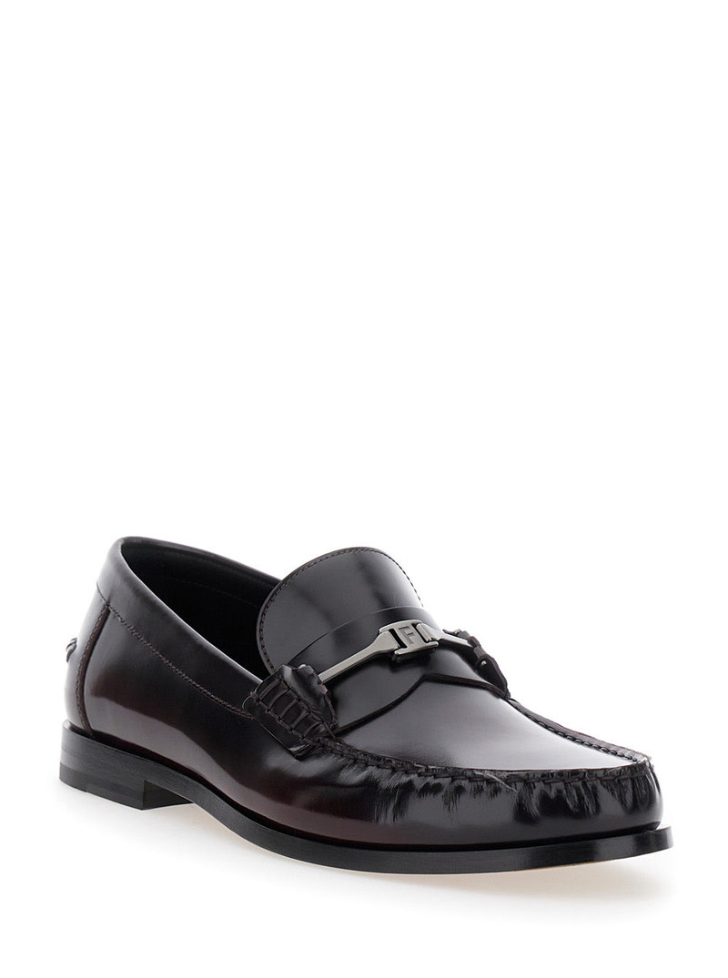 FERRAGAMO Harry Dark Burgundy Loafers with Almond Toe and Logo Plaque Detail in Leather Man Bordeaux Calf outlook