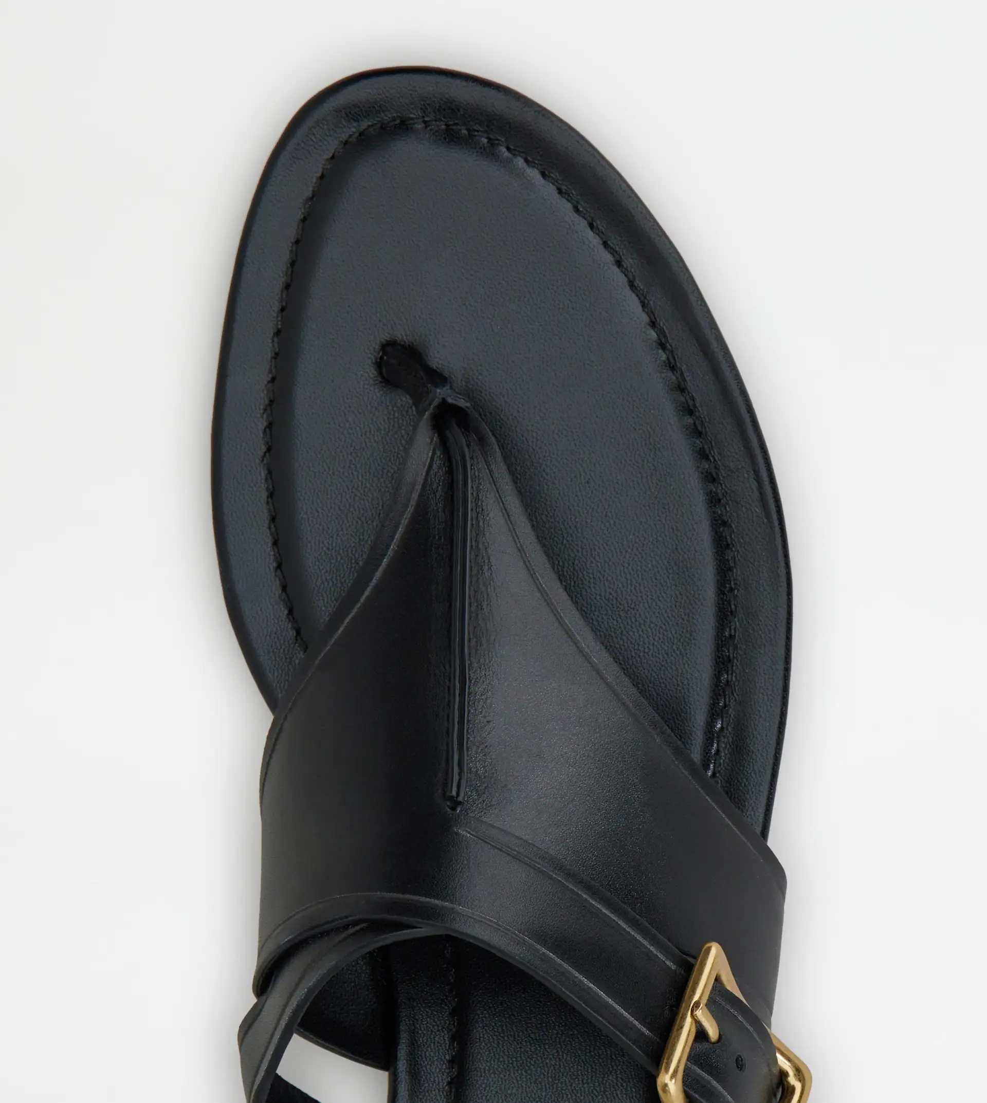 THONG SANDALS IN LEATHER - BLACK - 3