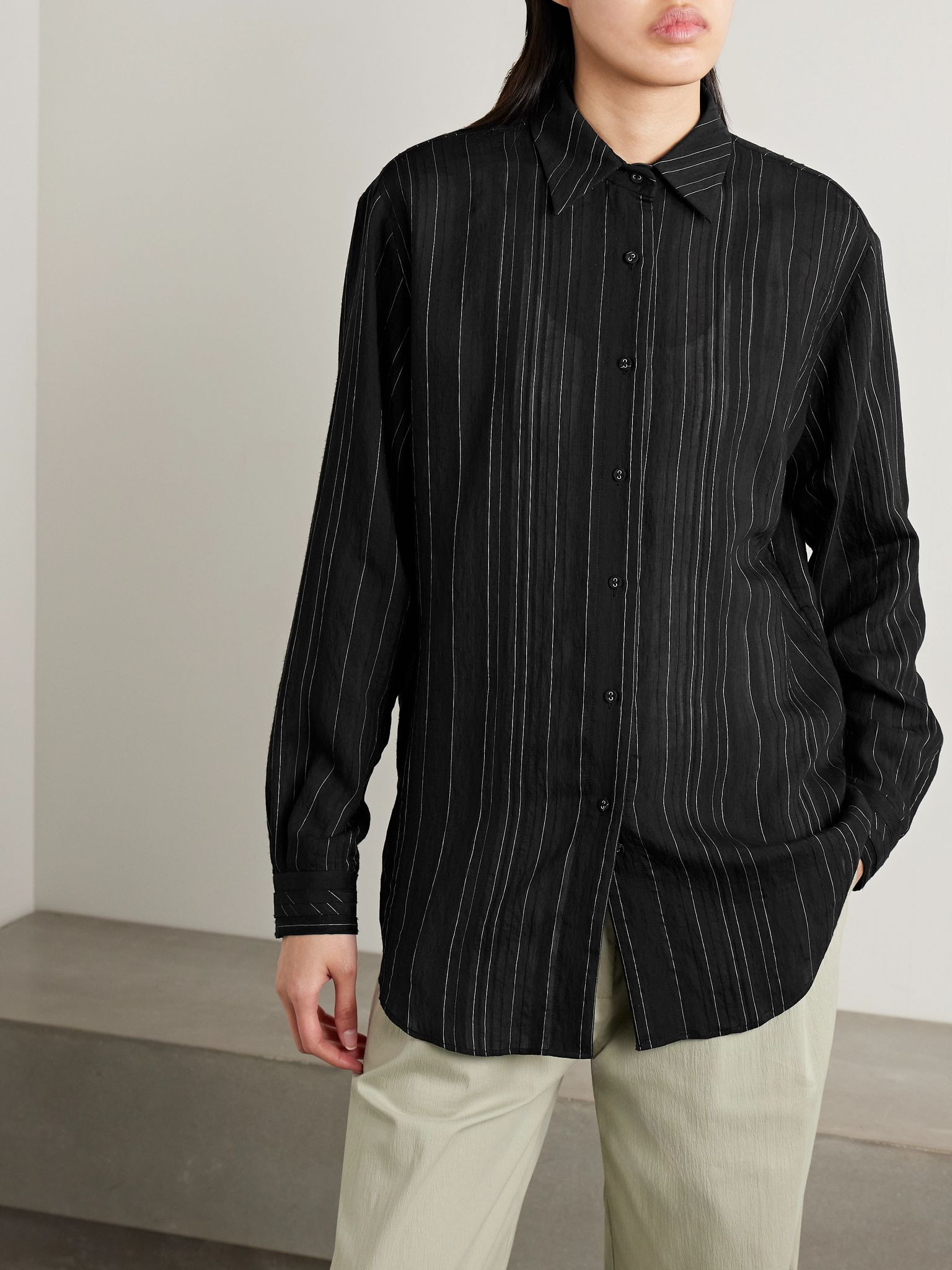 Raven striped voile shirt Black - 3
