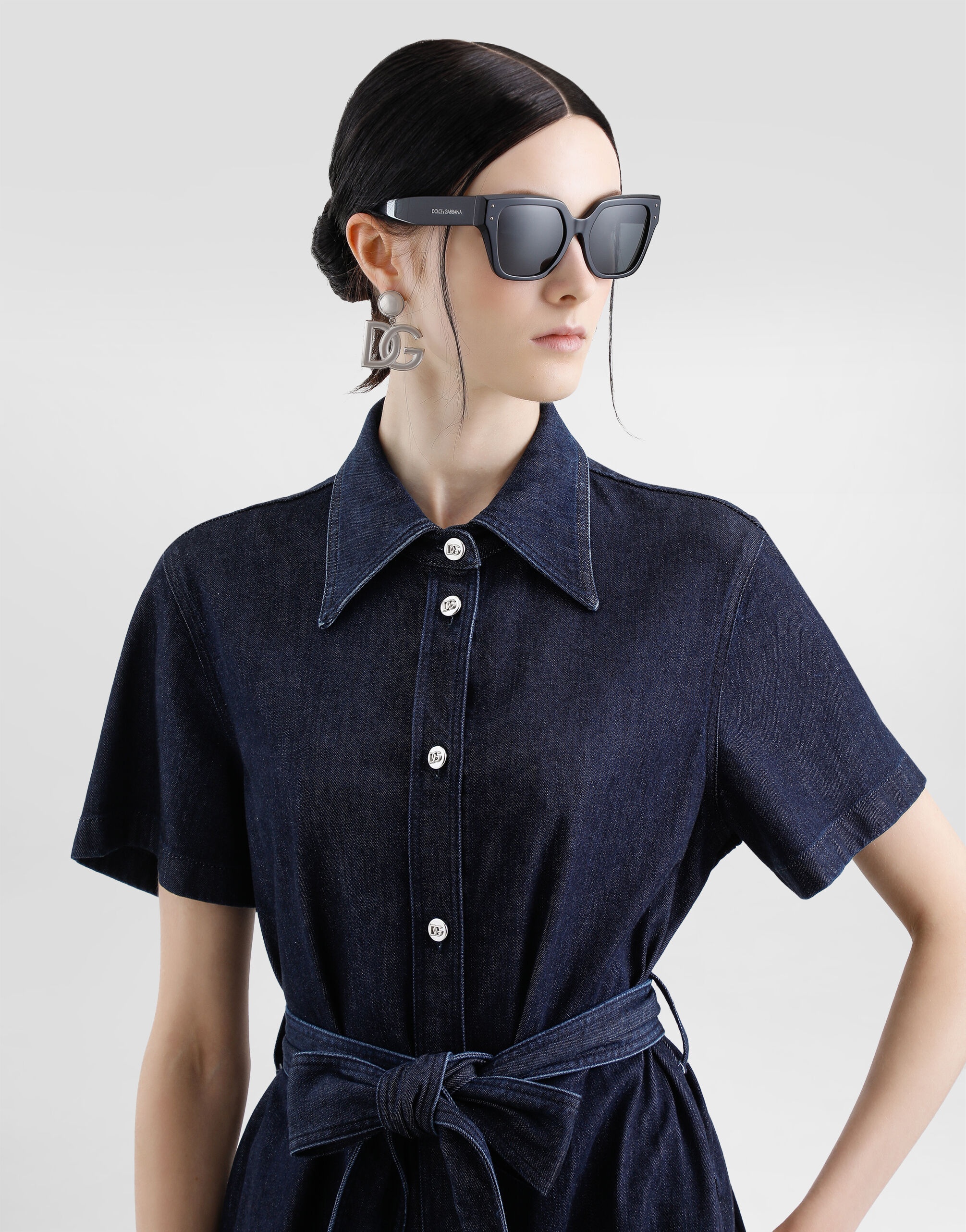 Silk denim shirt dress - 5
