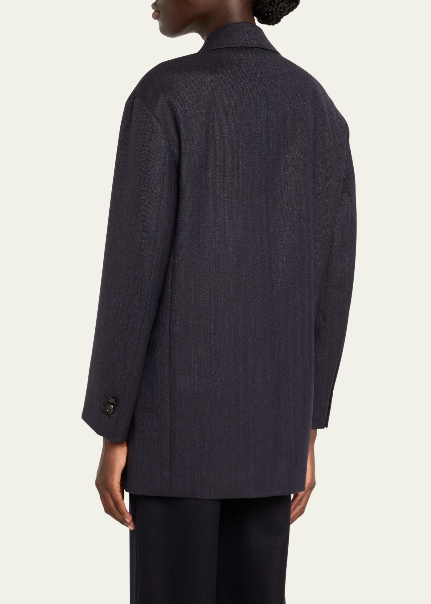 Subtle Stripe Double-Breasted Wool Jacket - 3