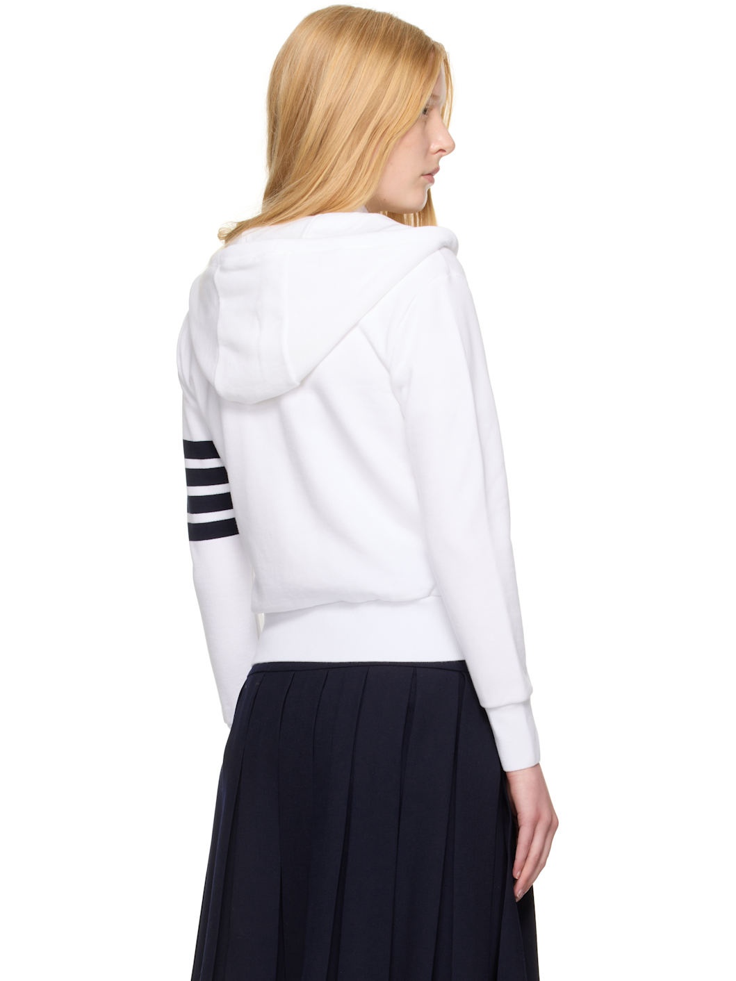White Classic Zip Up Hoodie - 3