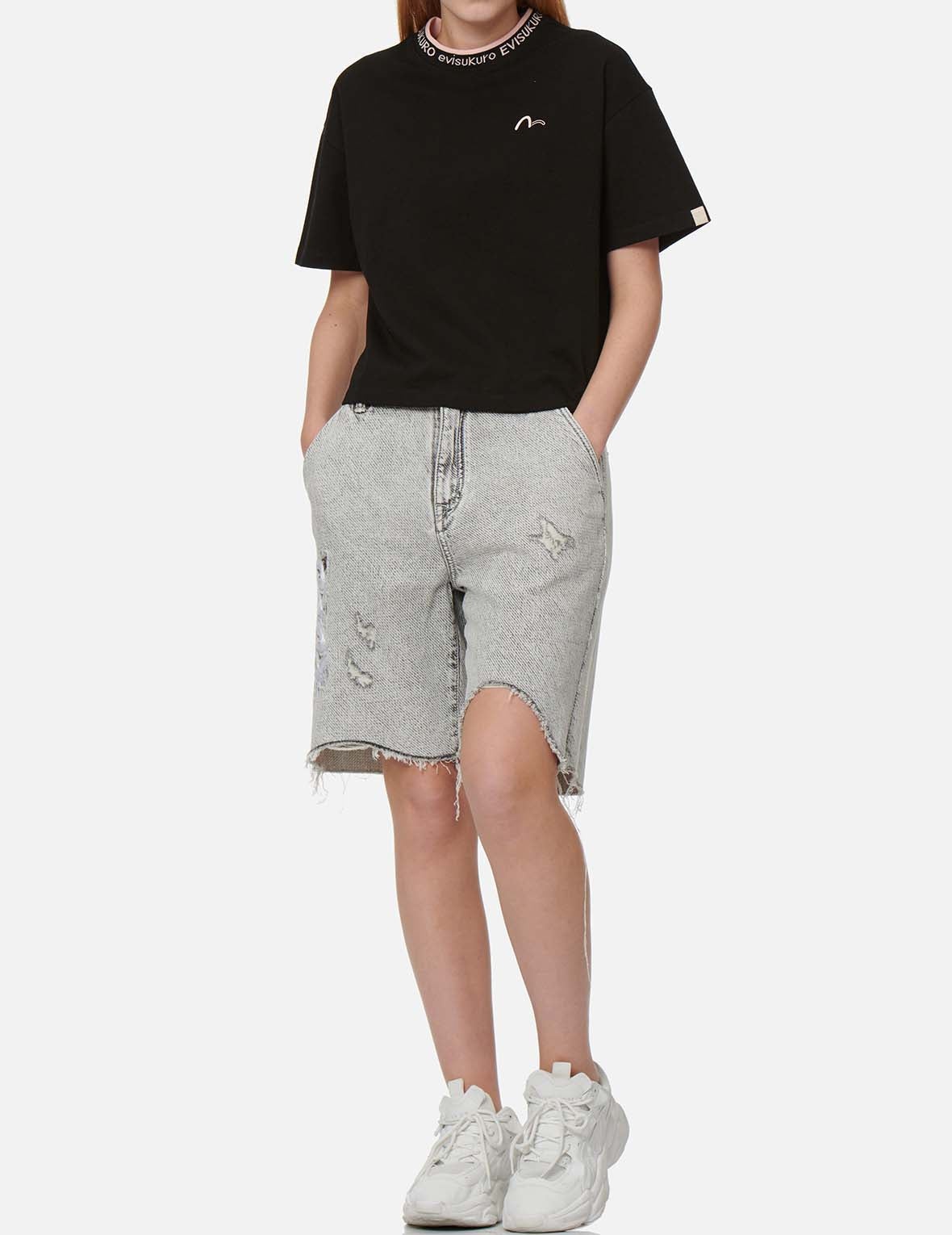 Distressed Bermuda Denim Shorts - 5
