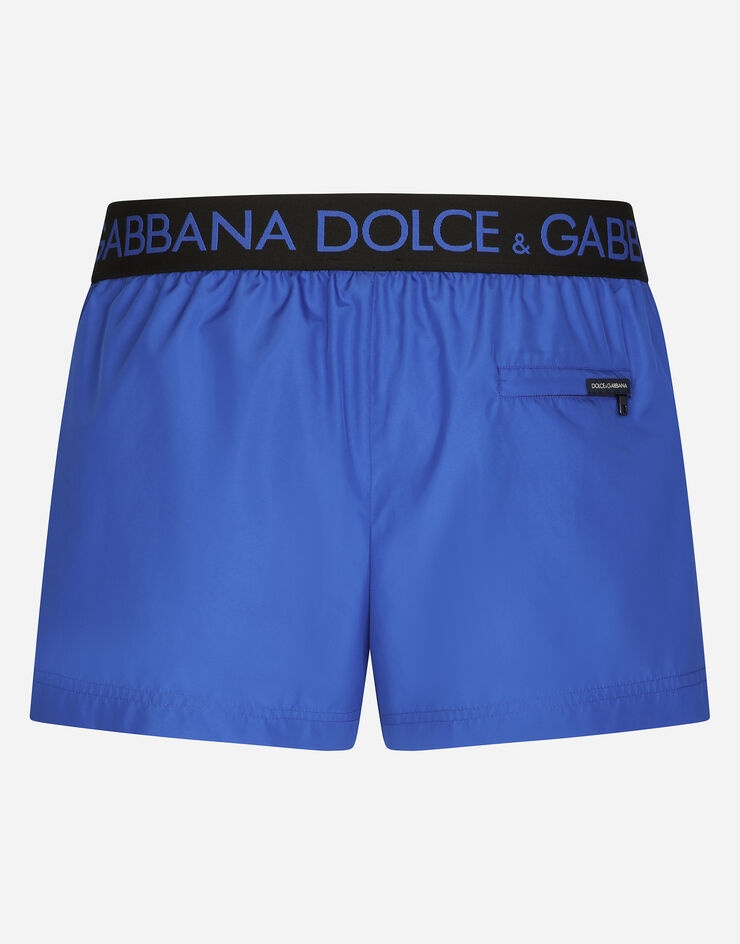 Short swim trunks with branded stretch waistband - 2