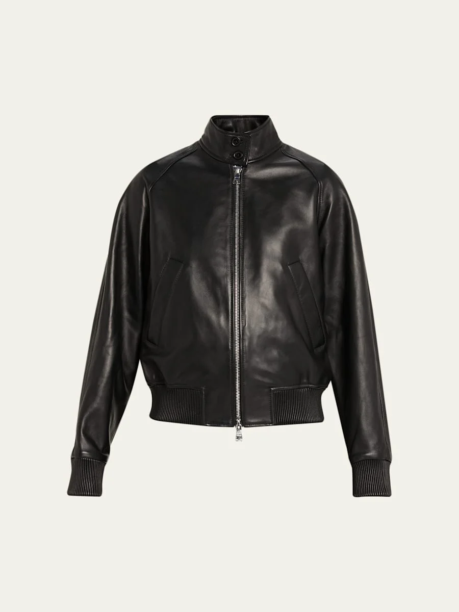 Dorina Lambskin Leather Bomber Jacket - 1