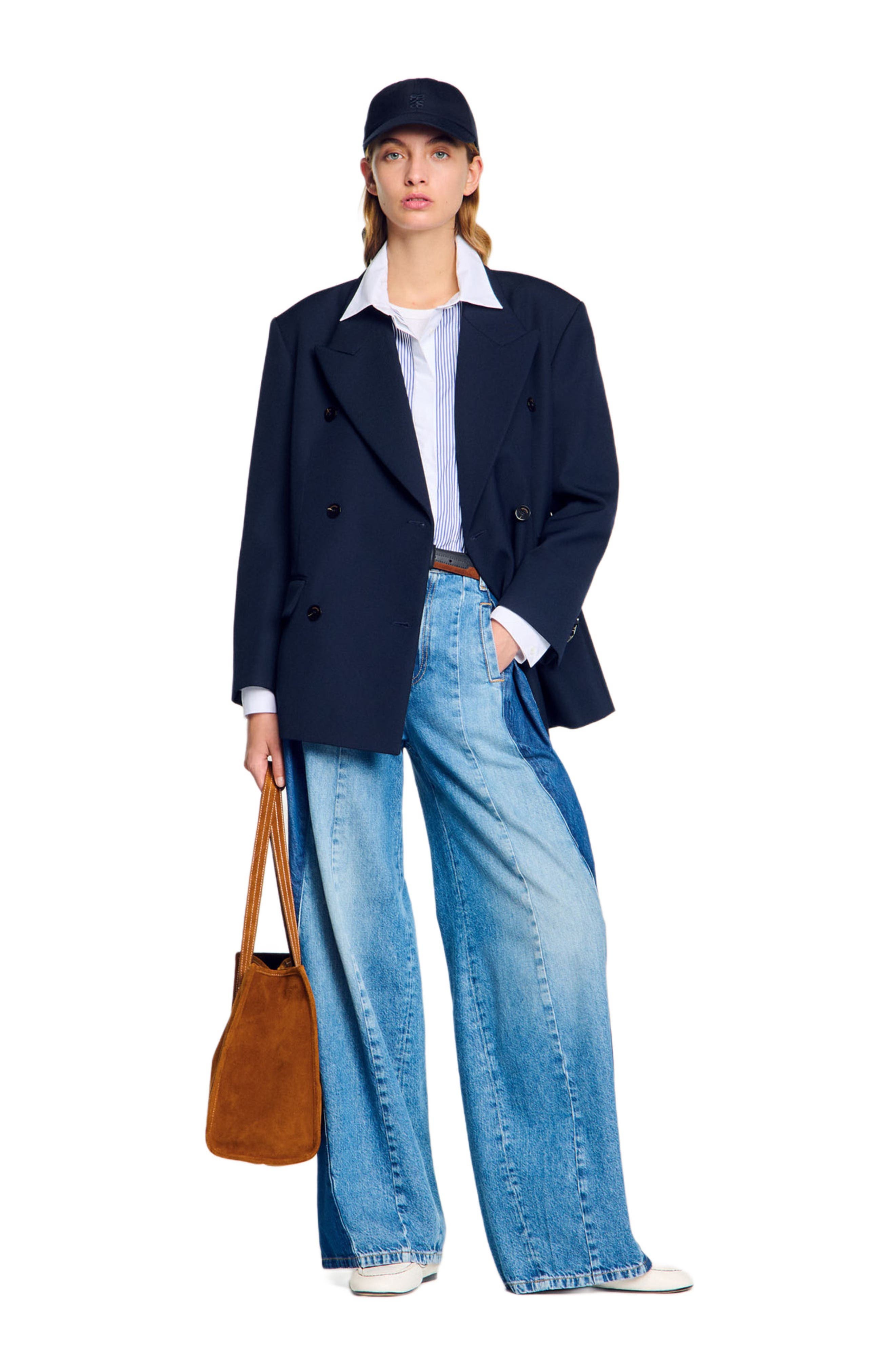SANDRO Wool blend suit jacket in Navy Blue at Nordstrom - 6