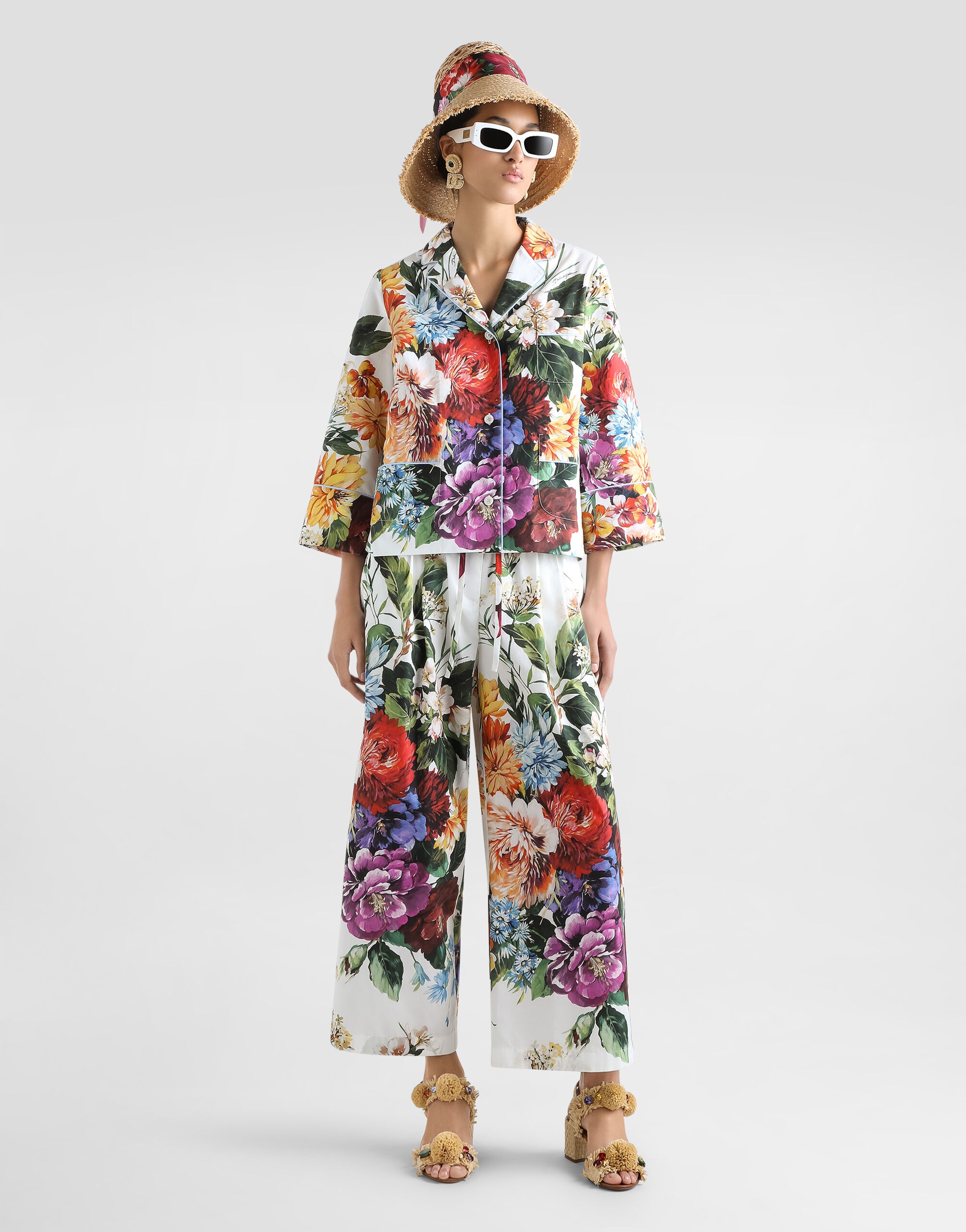 Flower-bouquet print poplin shirt - 2