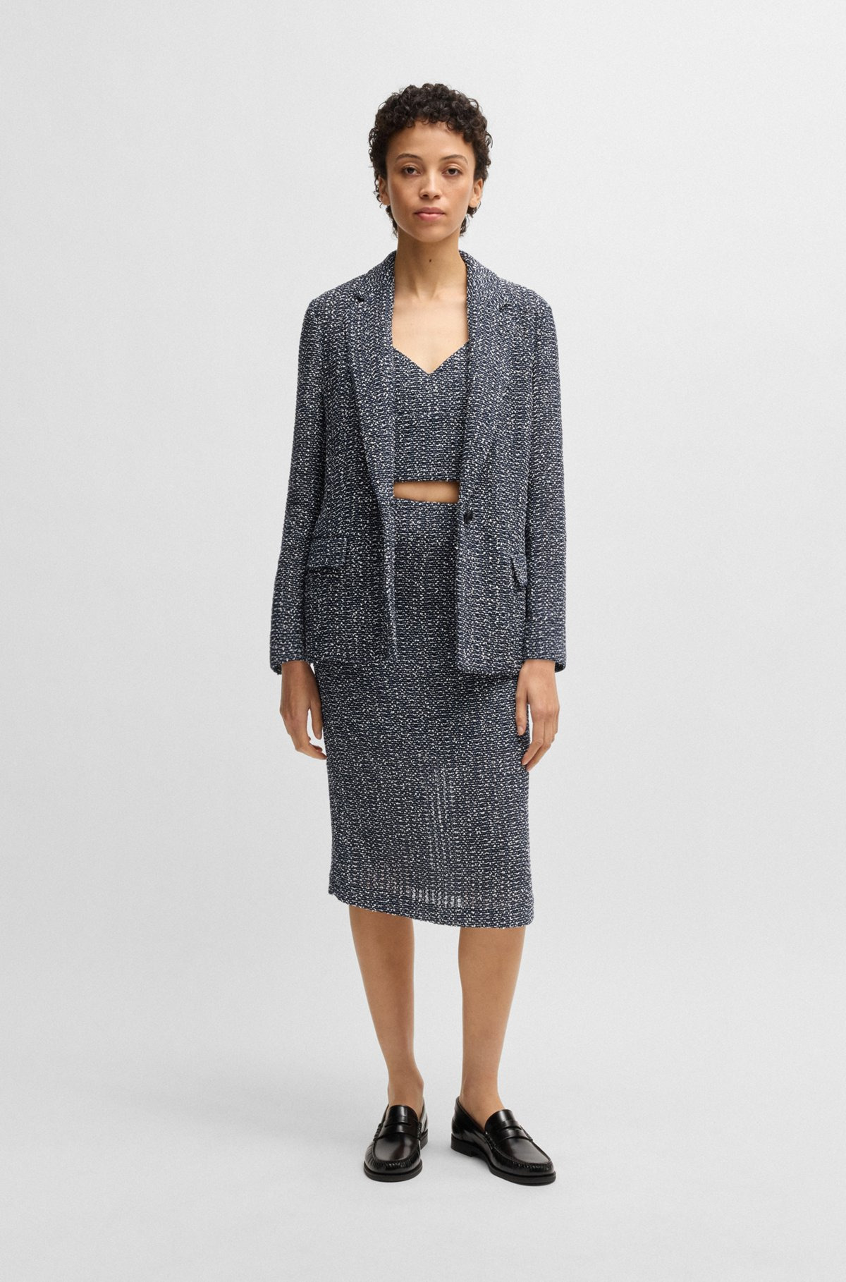 RELAXED-FIT BLAZER IN TWO-TONE CROCHET TWEED - 3