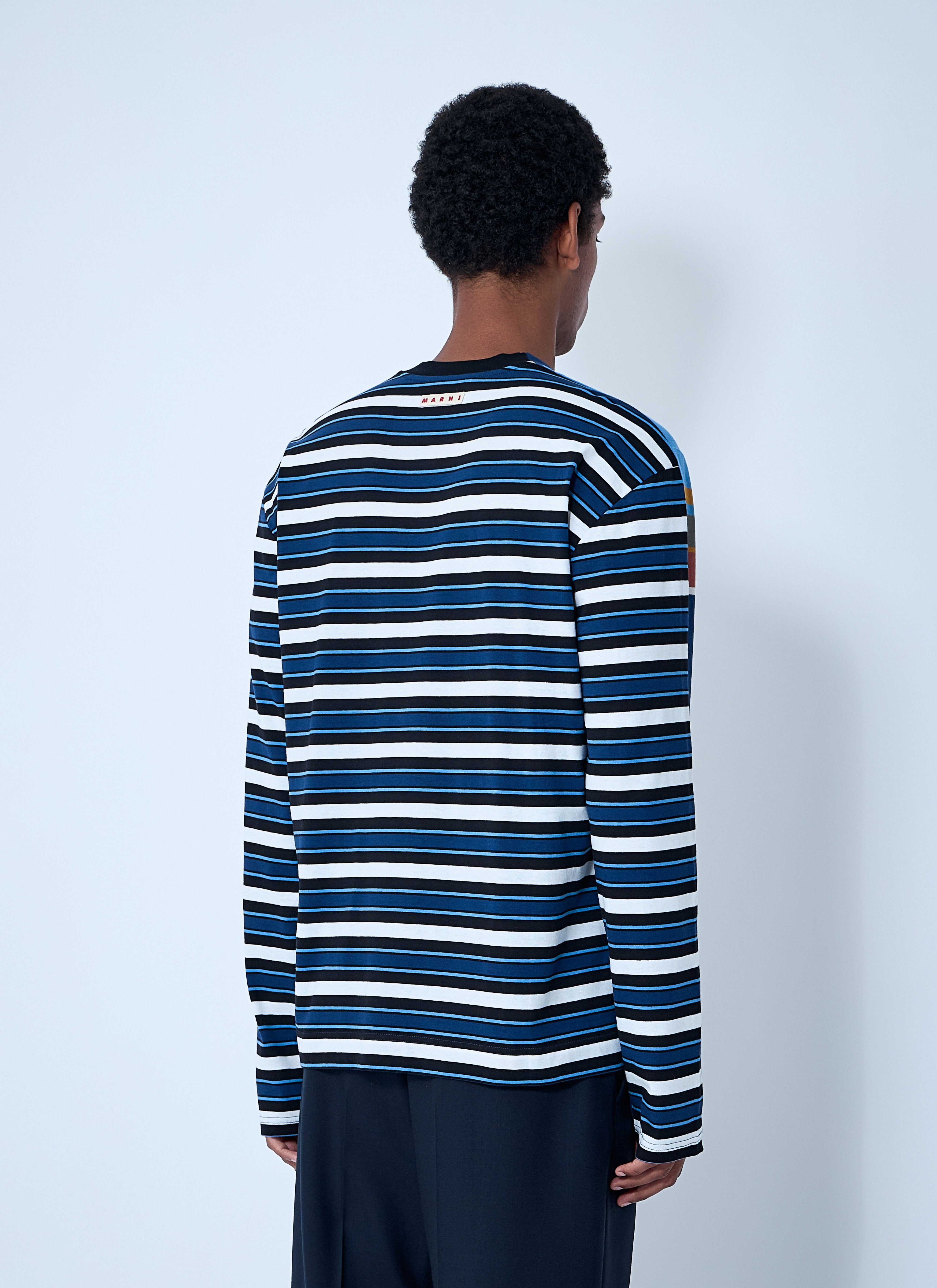 Striped Logo Motif T-Shirt - 4