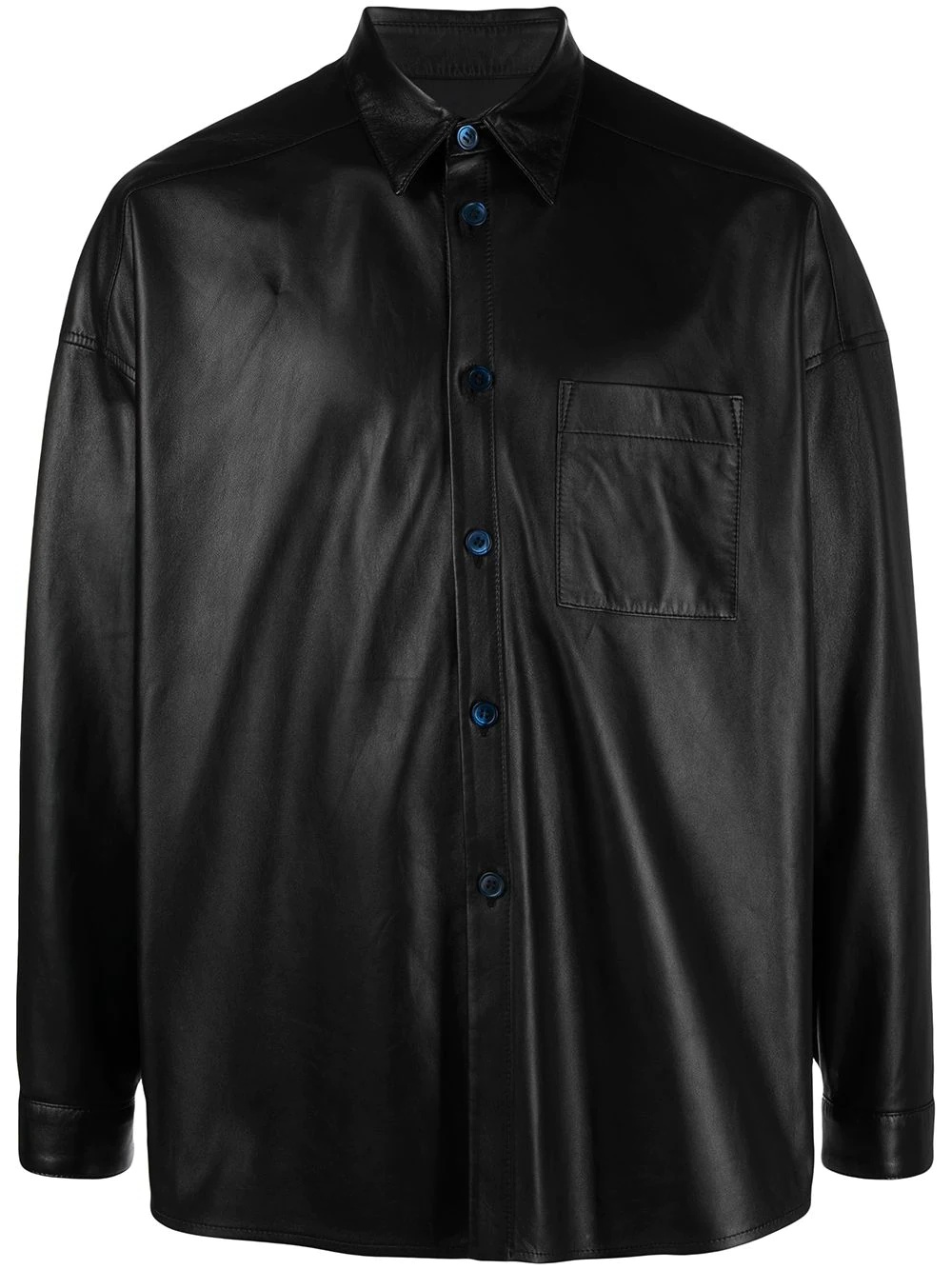 chest pocket-detail leather shirt - 1