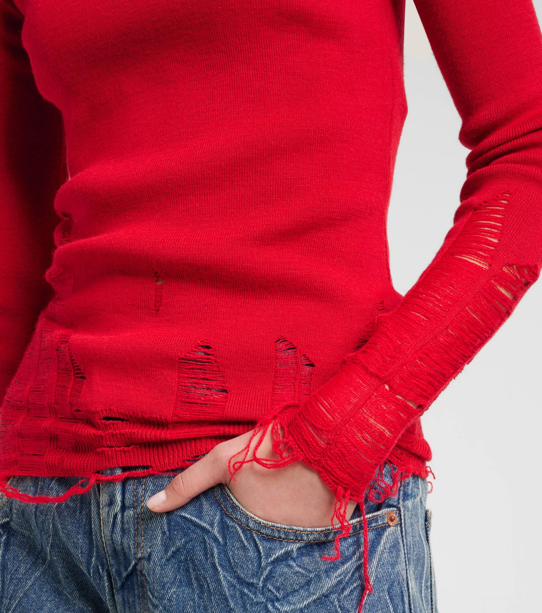Distressed wool-blend turtleneck sweater - 5