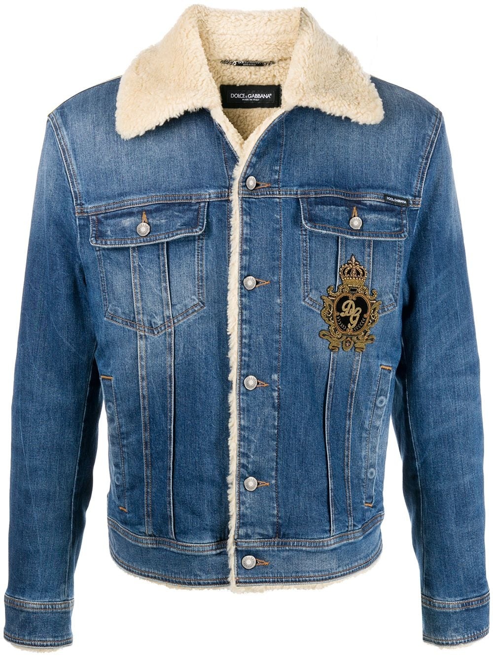 DG King shearling-lined denim jacket - 1