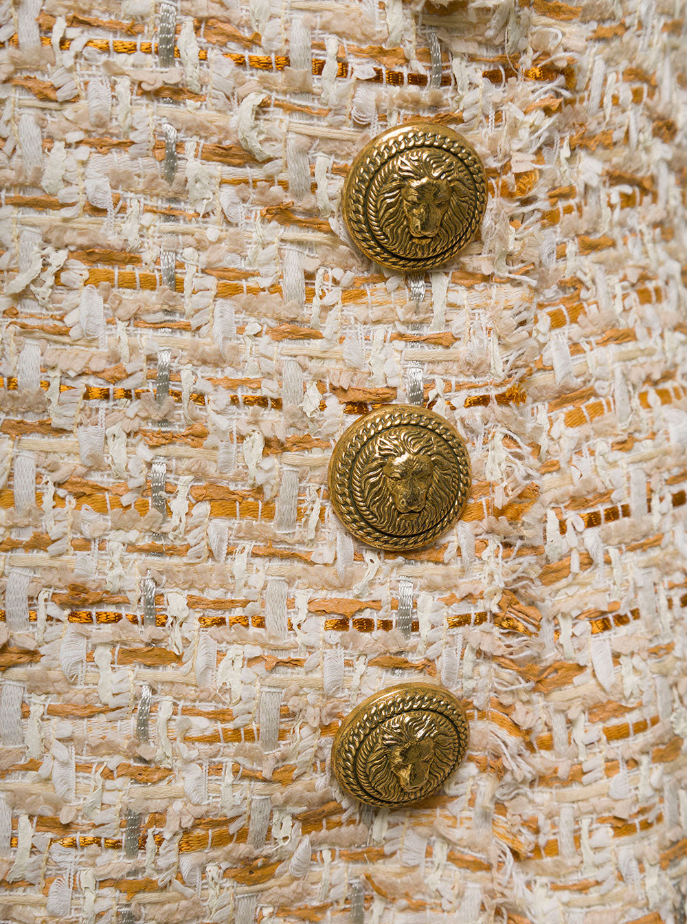 Balmain Women Beige Tweed Skirt With Front Golden Buttons In Cotton Blend Woman - 3
