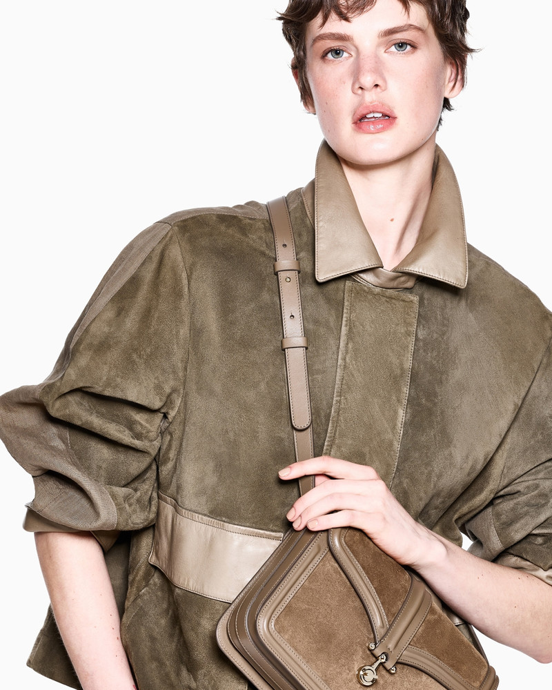 GIORGIO ARMANI LAMBSKIN SUEDE AND LINEN OVERSIZED BLOUSON outlook