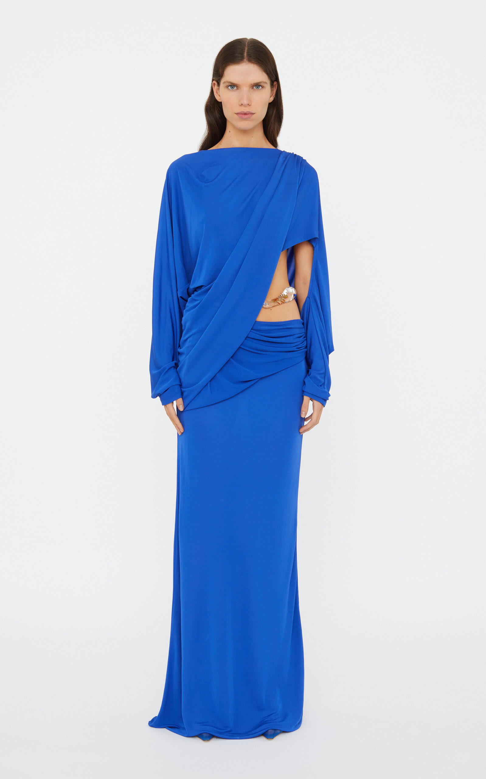Draped Jersey Maxi Dress blue - 3