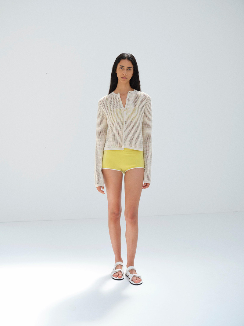 TUSSAH SILK COTTON MESH KNIT CARDIGAN 3