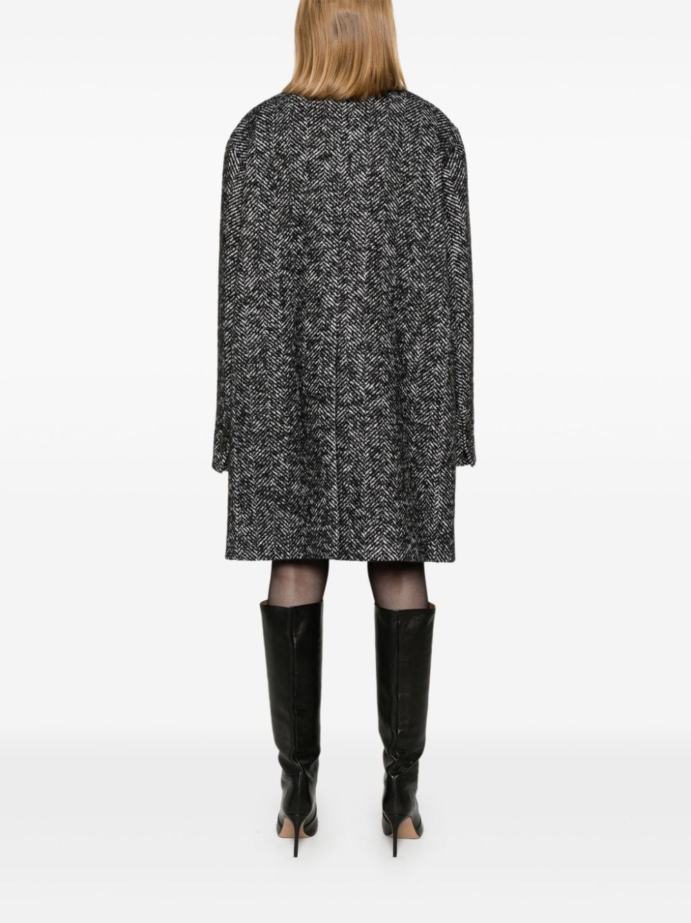 herringbone wool blend coat - 4