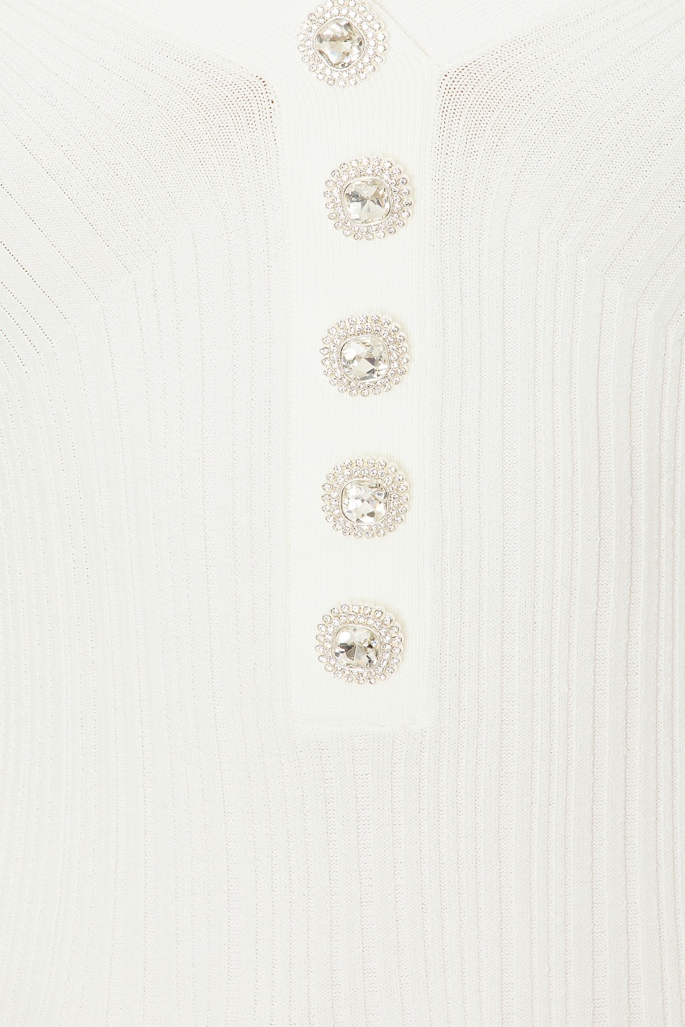 White Ribbed Knit Mini Dress - 4