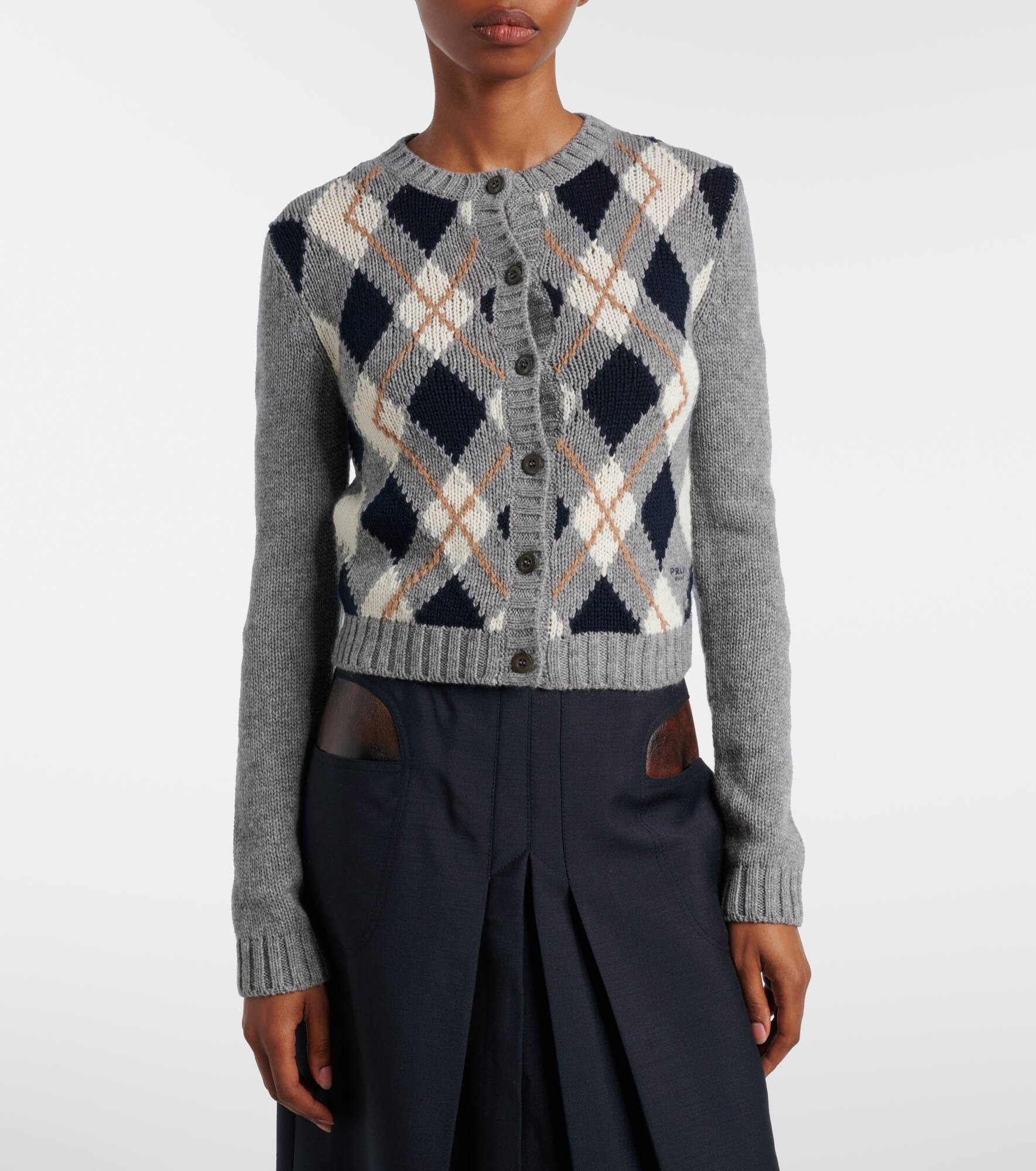 Checked cashmere cardigan - 6