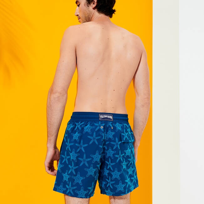 Men Swim Trunks Starfish Dance Flocked - 4