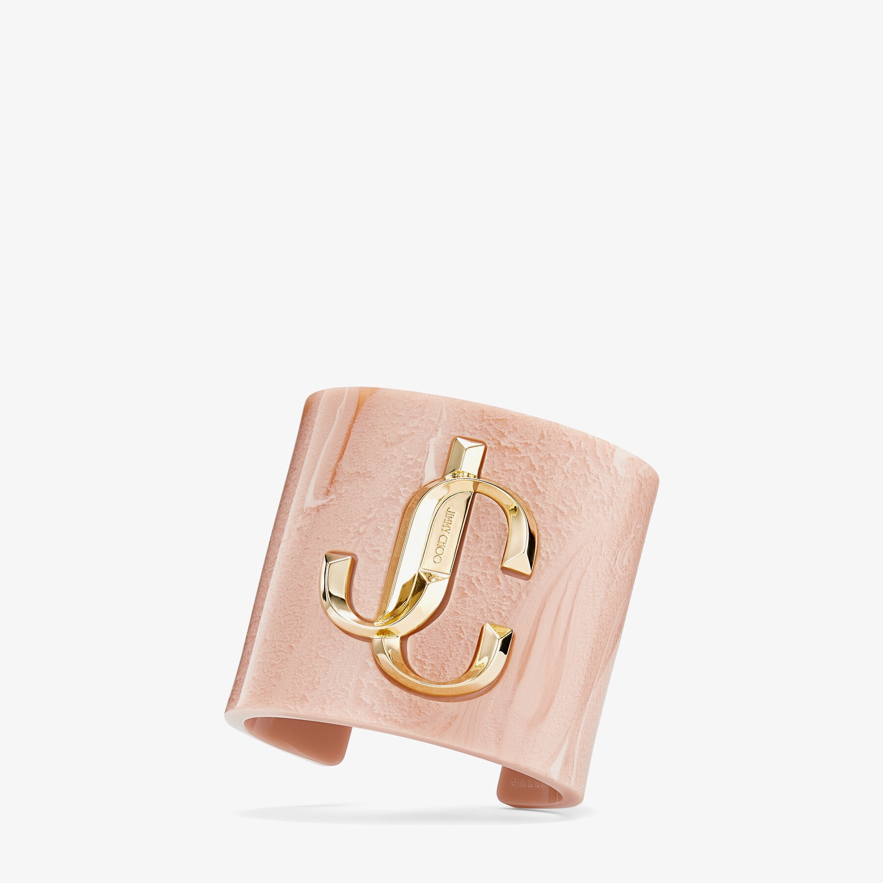 JC Cuff
Ballet Pink Acrylic Cuff Bracelet with Gold-Finish Metal JC Emblem - 4