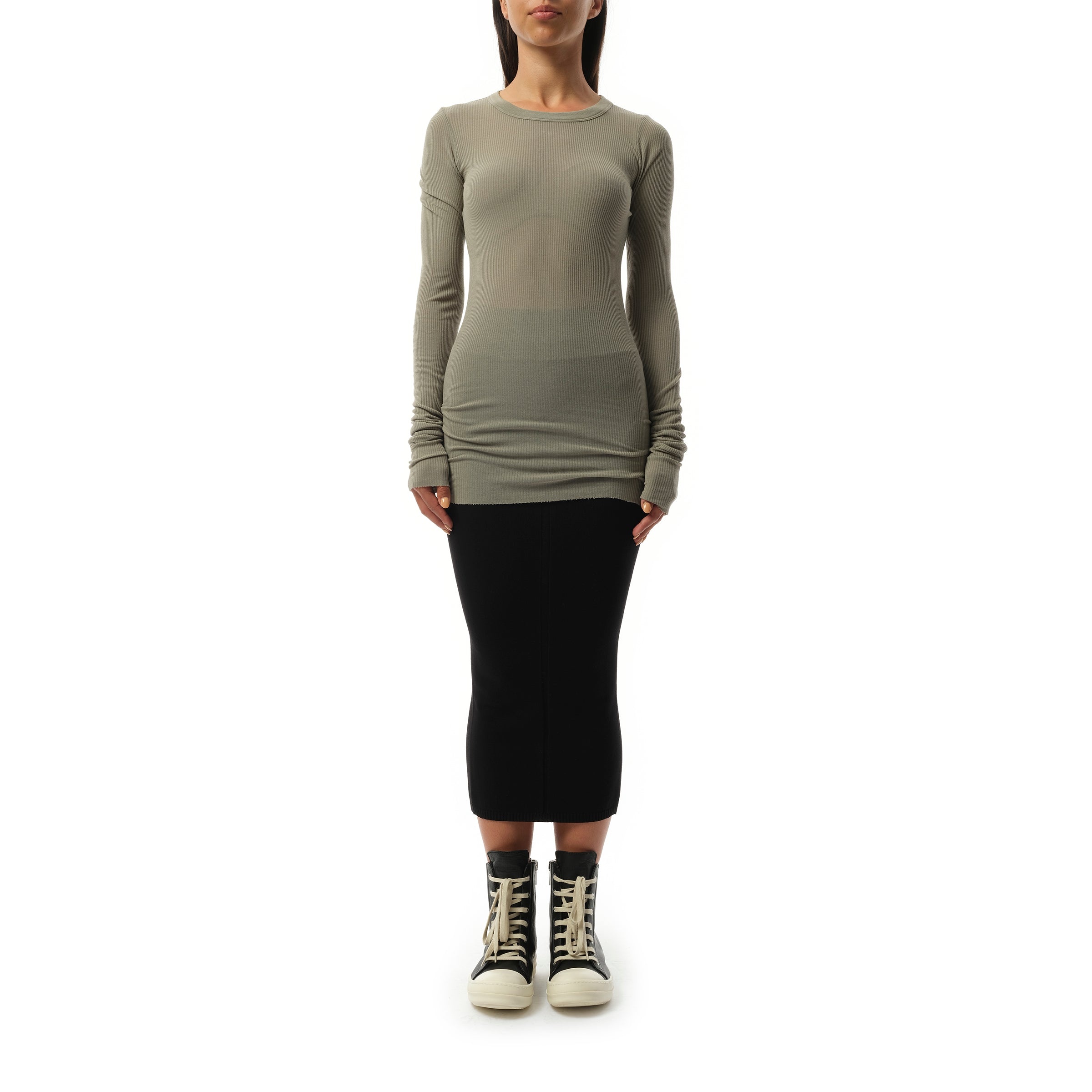 Rib Long Sleeve T-Shirt in Celadon - 4