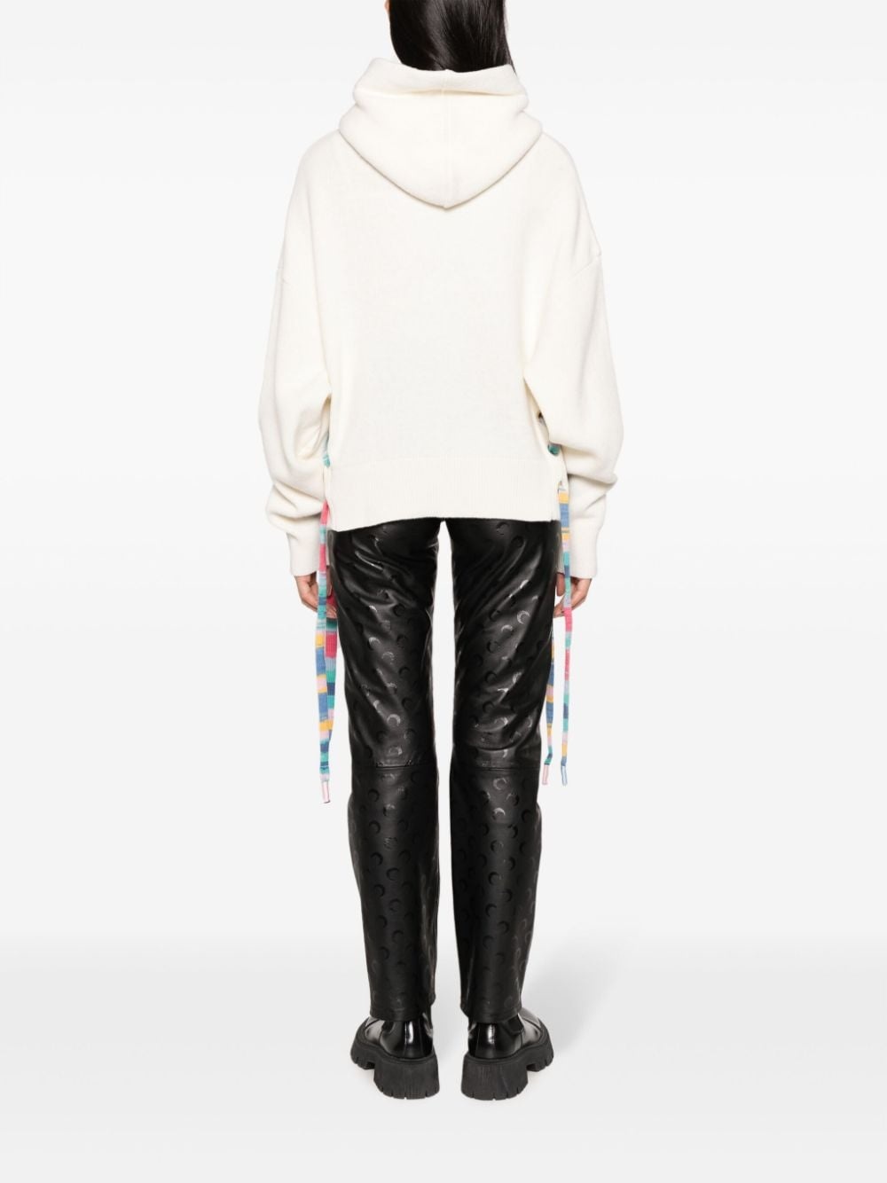 stripe-detail knitted hoodie - 4