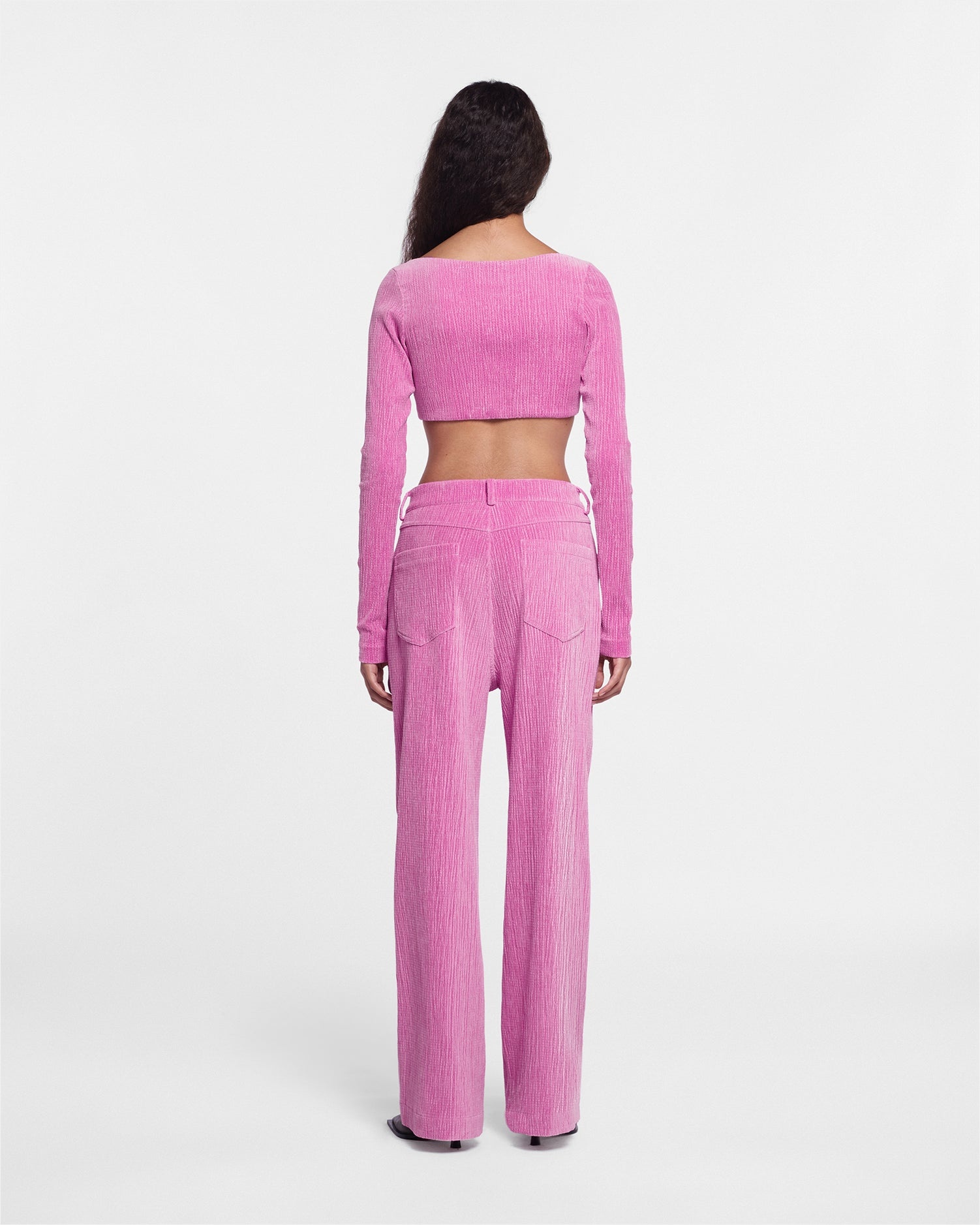 Velvet Seersucker Baggy Pants - 3
