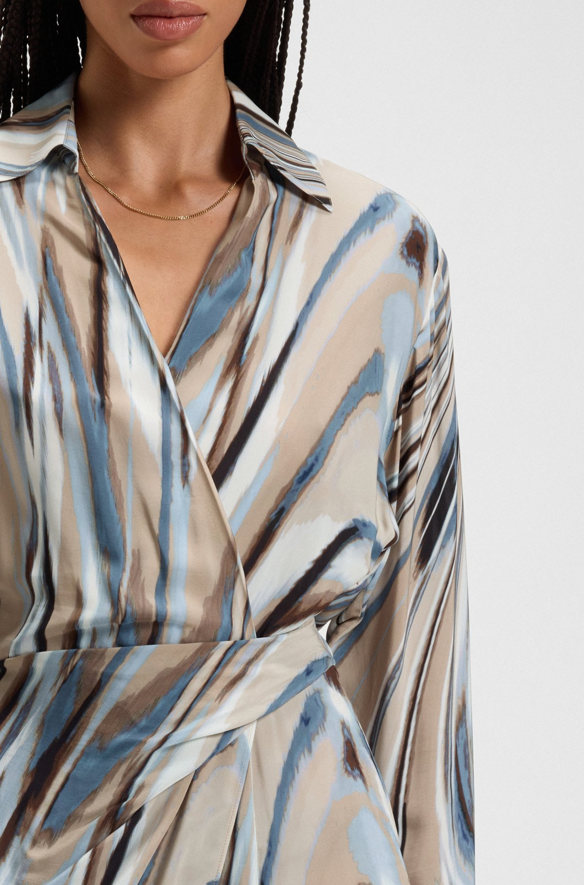 WRAP-FRONT DRESS WITH SWIRL PRINT - 6
