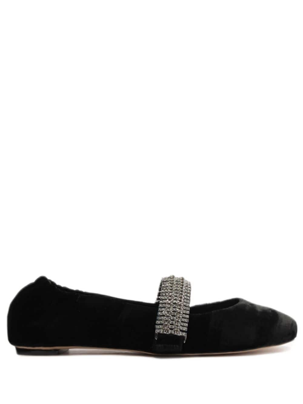 Camila crystal-strap velvet ballet pumps - 1