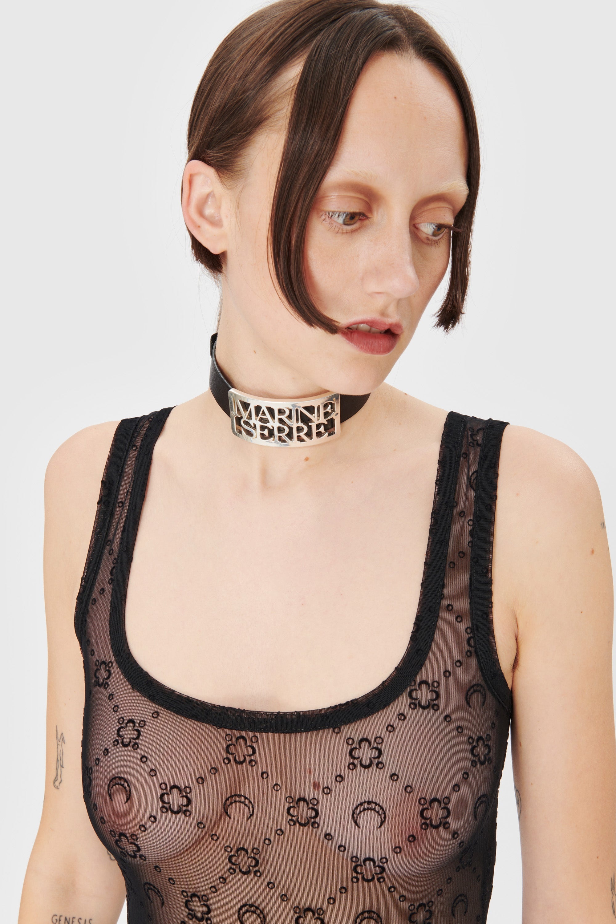 Moonogram Mesh Flock Bodysuit - 4