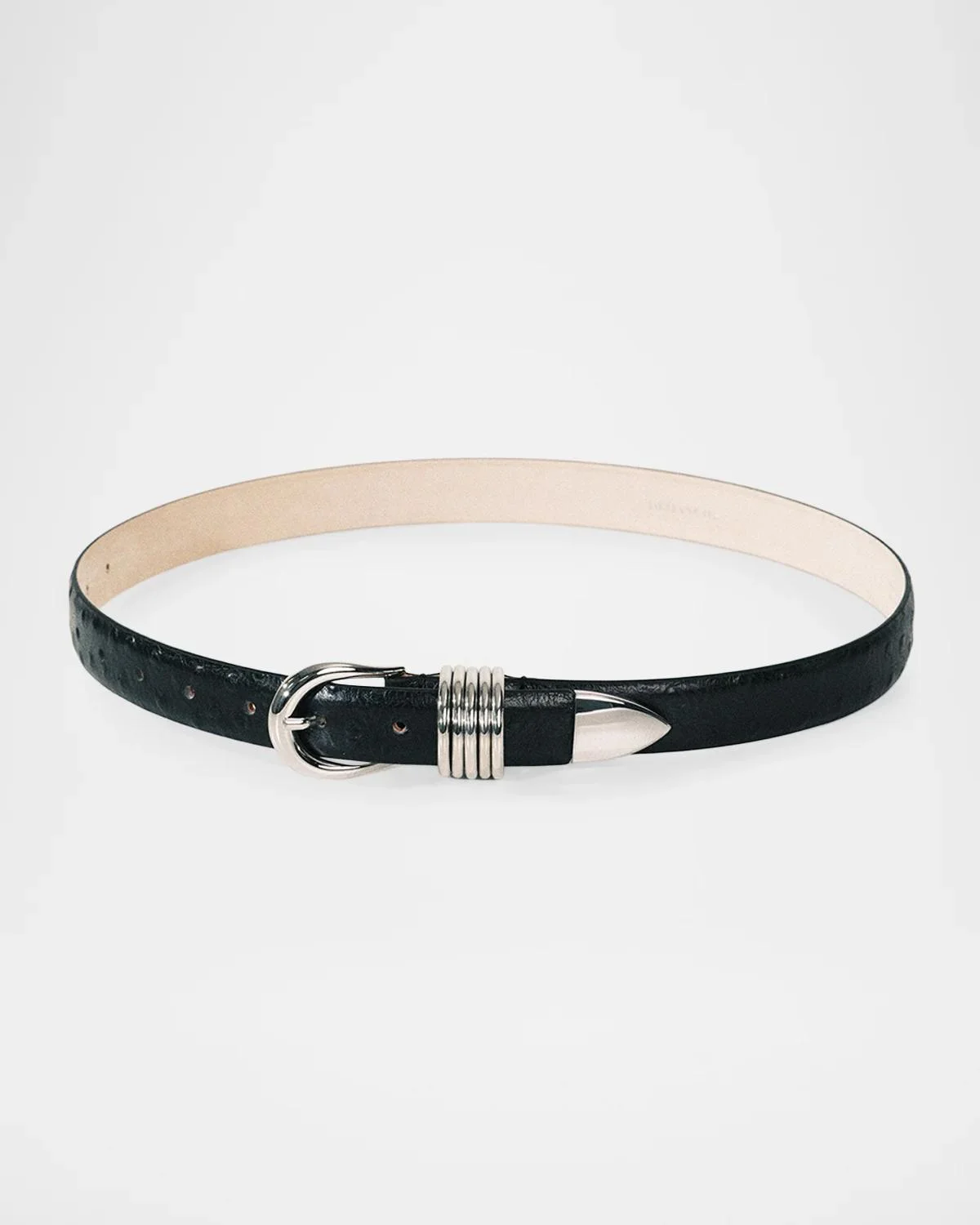 Hollyhock Ostrich-Embossed Leather Belt - 1