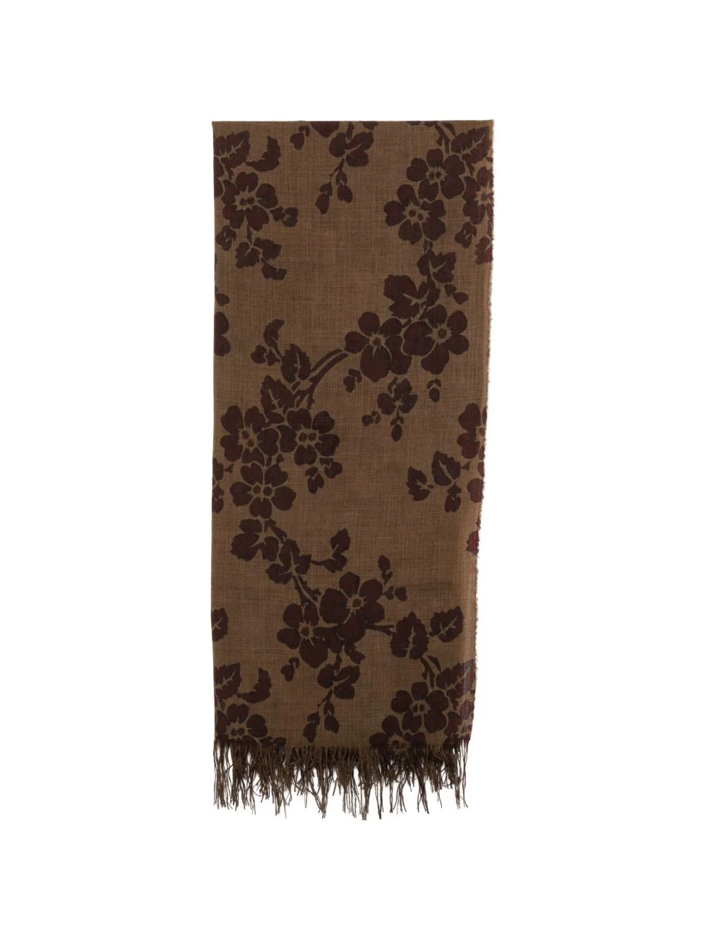 floral-print fringed scarf - 1