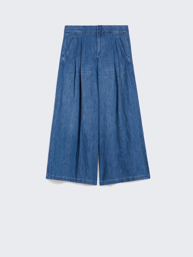 NASTRO Wide-fit cotton and linen denim trousers - NAVY 1