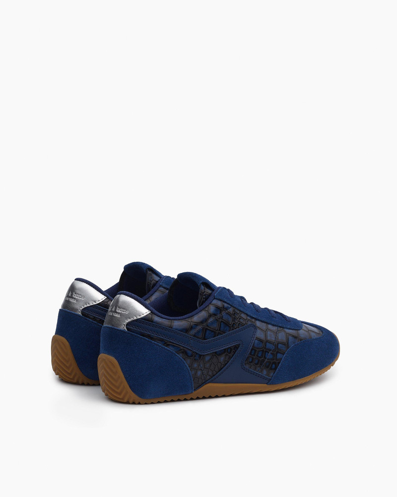Ultra Slim Retro Runner Sneakers Embossed Leather & Suede 4