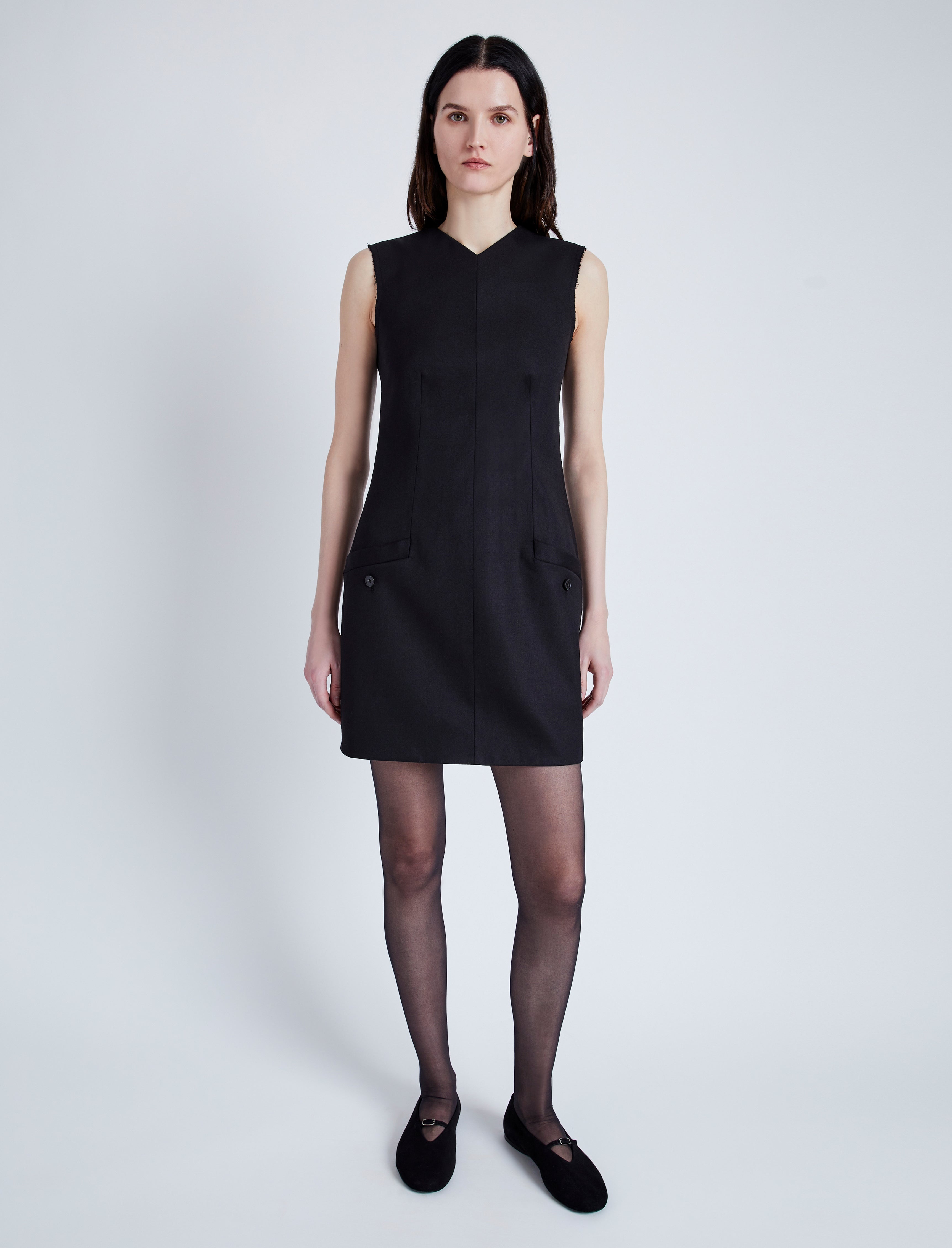 Skyler Dress in Wool Twill Suiting - 2