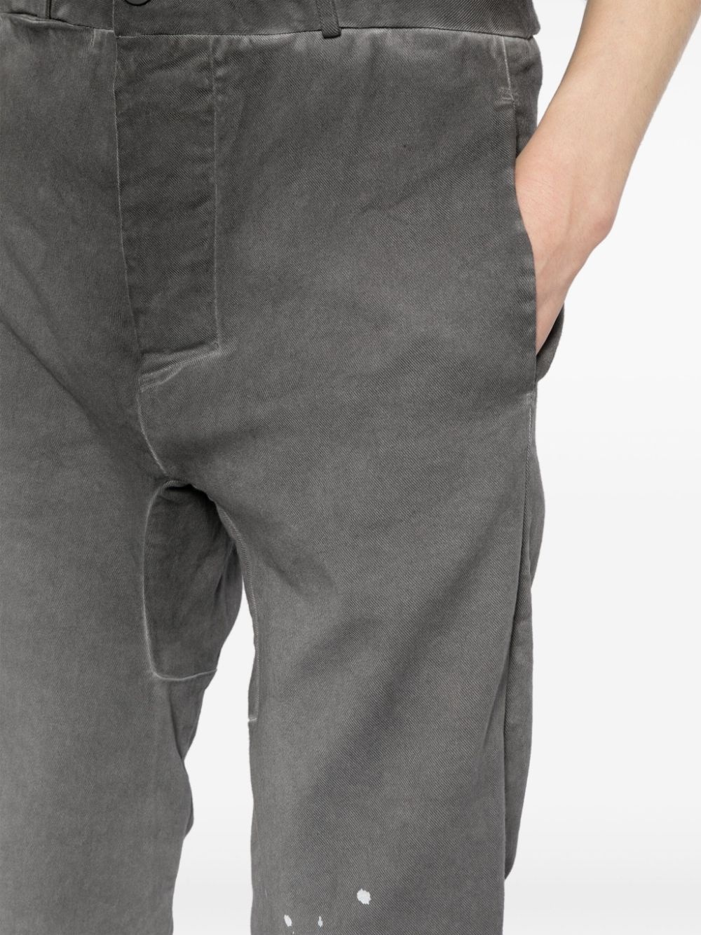washed cotton slim-cut trousers - 5