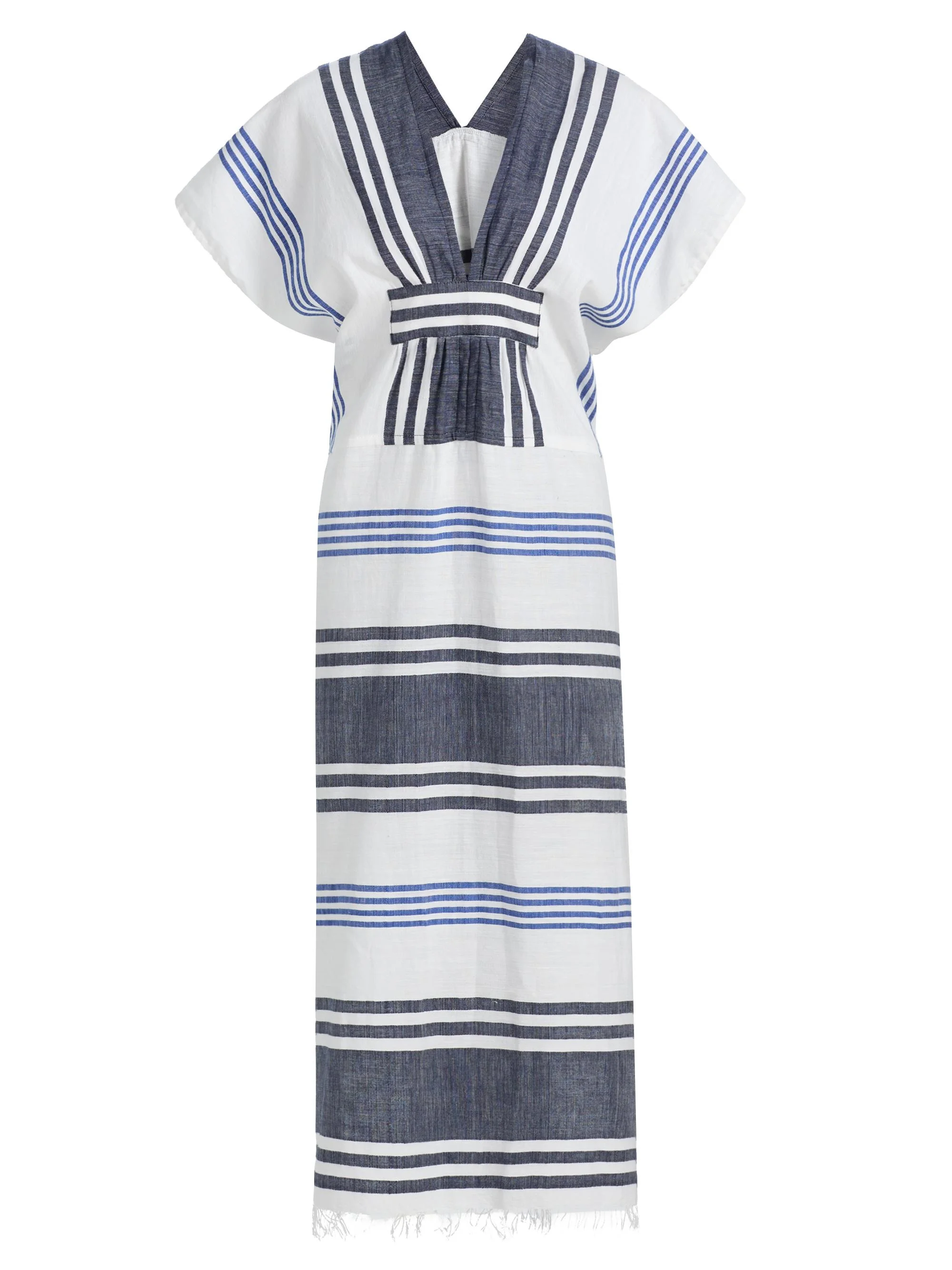 Women's Gasira Striped Cotton Caftan Cover-Up - Marina Blue - 1