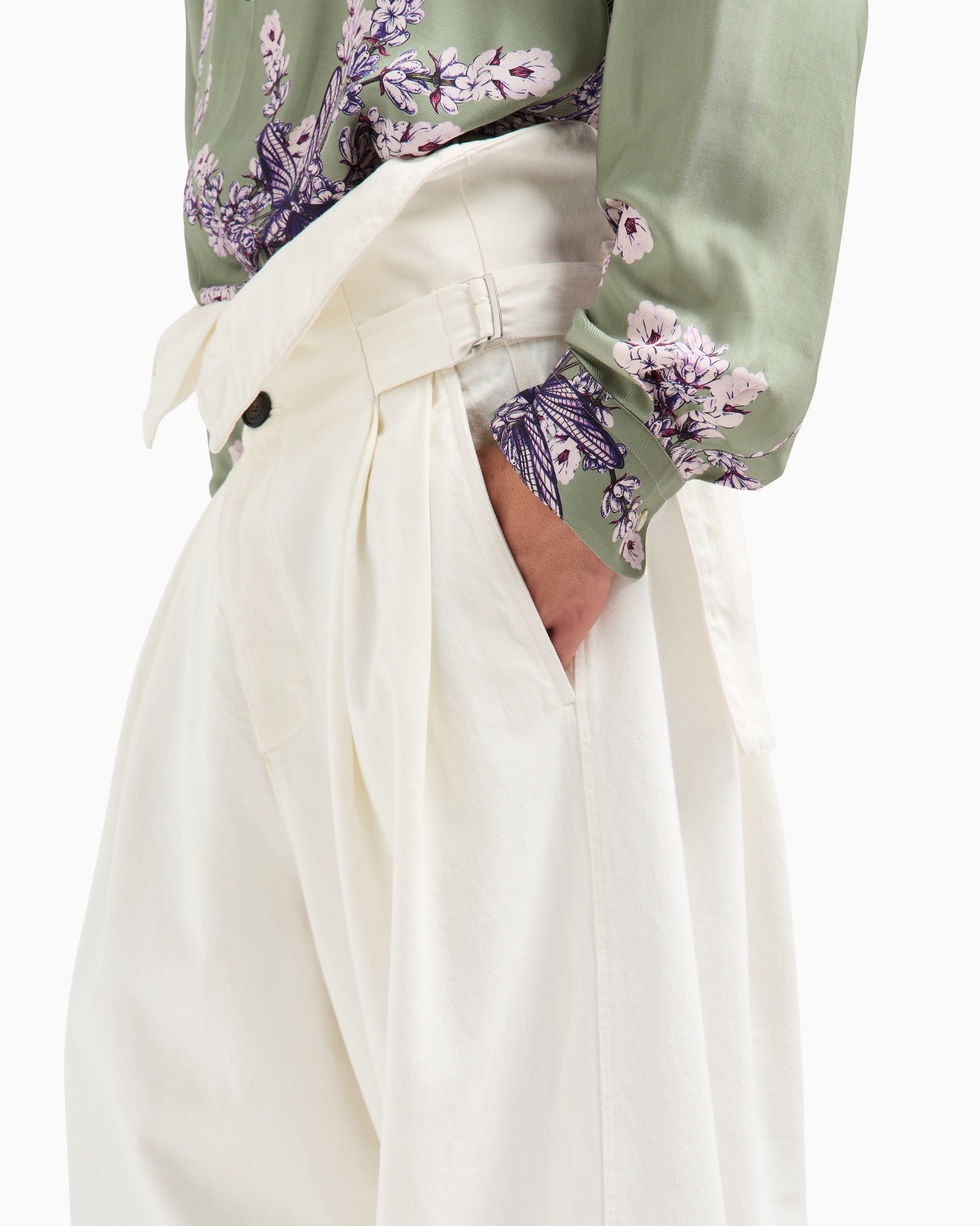 DESTROYED-EFFECT CANVAS TROUSERS WITH PEPLUM - 5