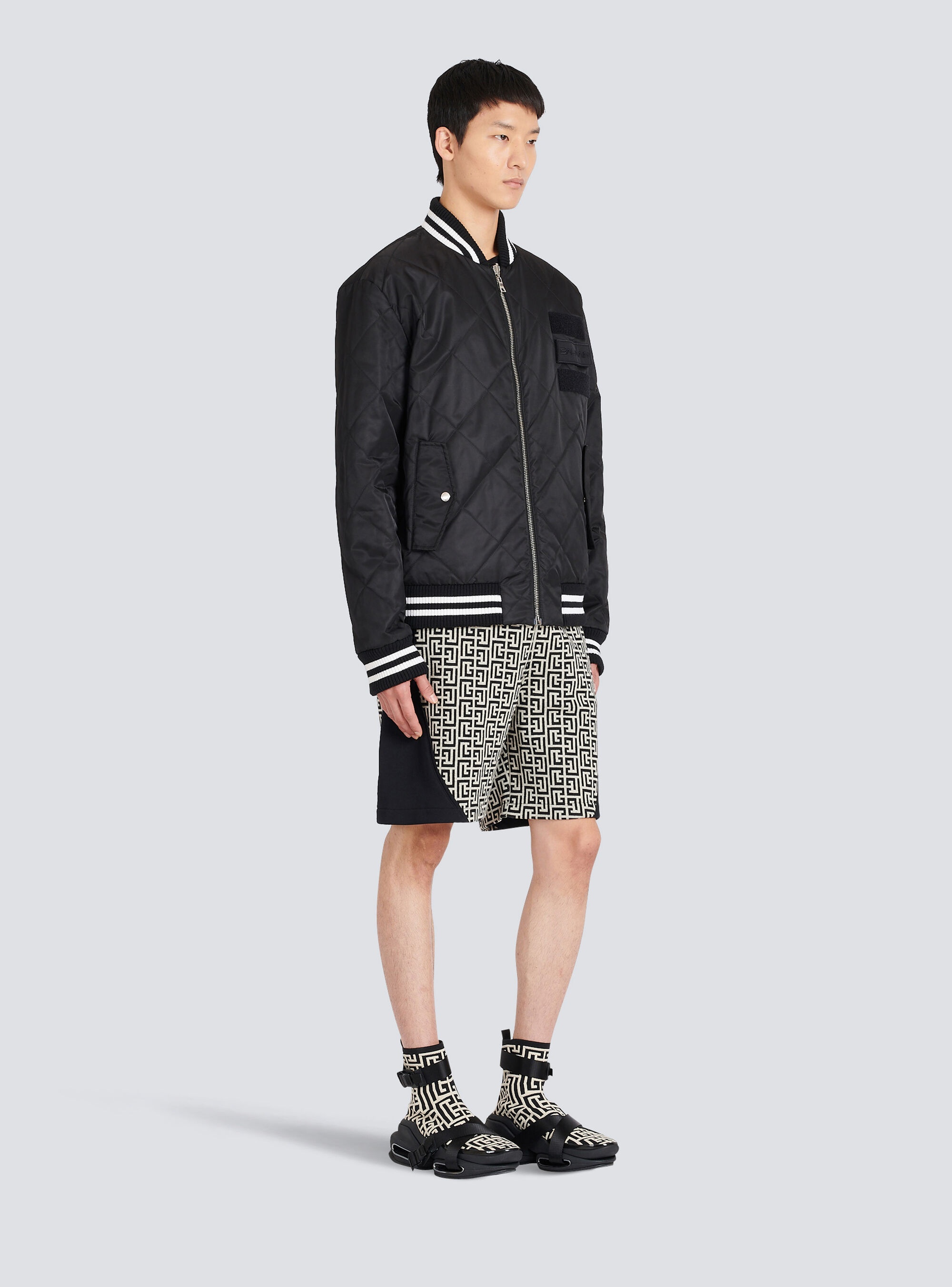 Reversible nylon bomber jacket with maxi monogram - 5