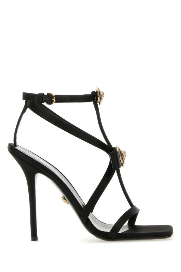 Versace Woman Black Satin Sandals - 1