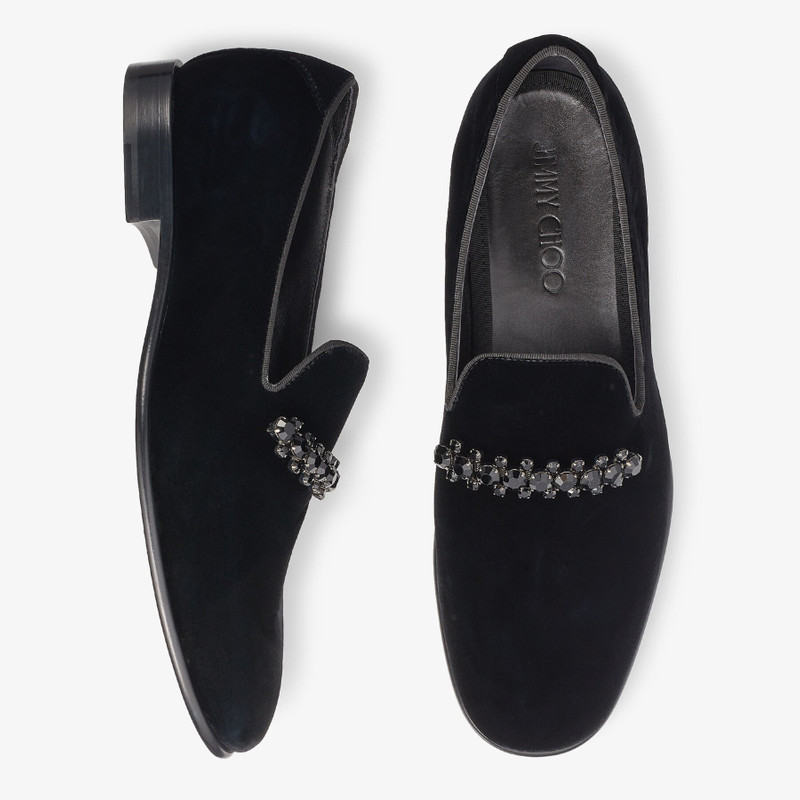 Thame
Black Velvet Slipper with Crystal Piece 5