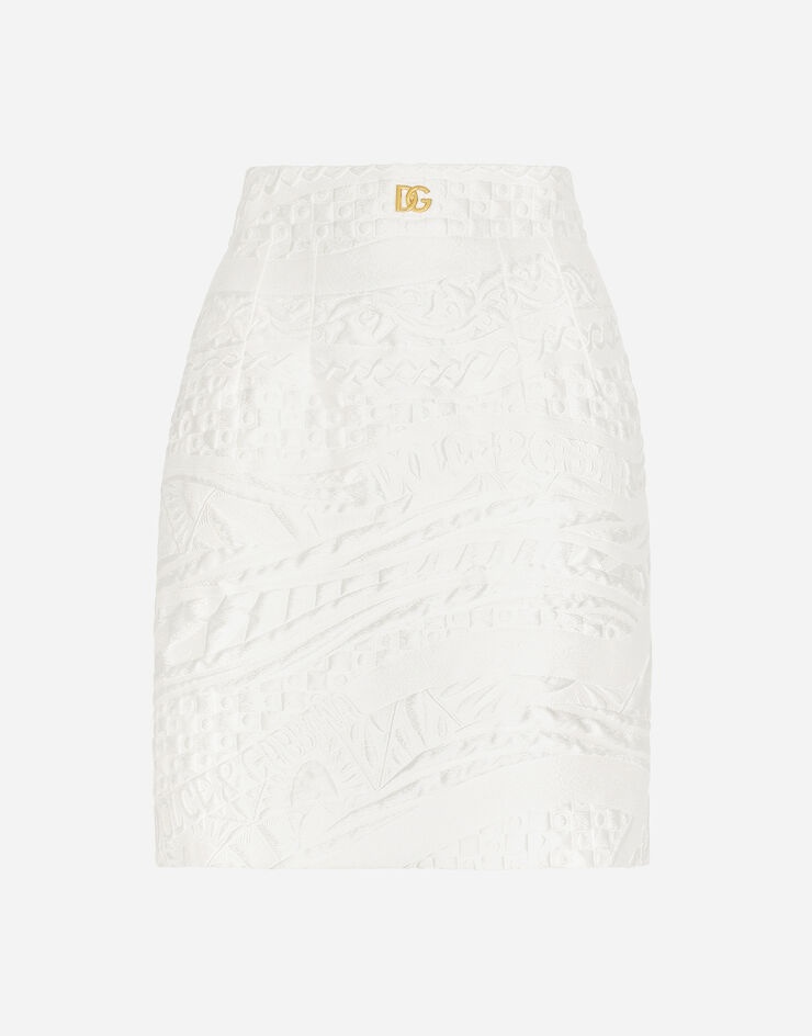 Short brocade skirt with DG logo - 1