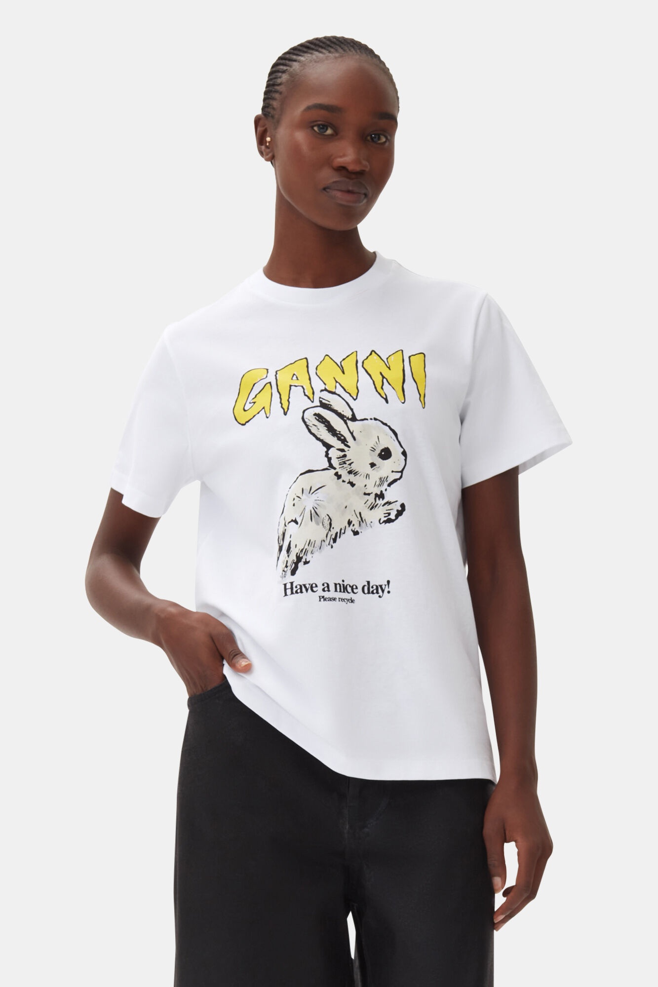 GANNI RELAXED BUNNY T-SHIRT | REVERSIBLE